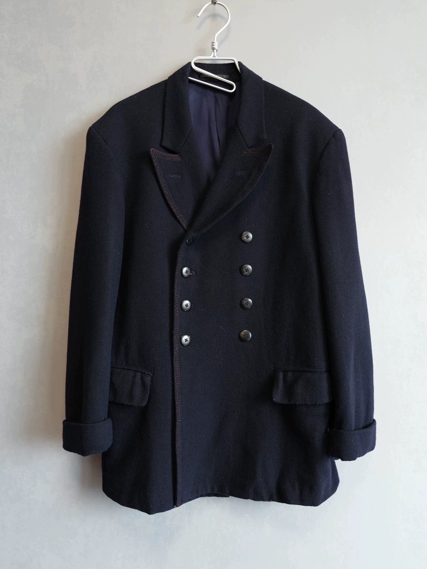 Yohji Yamamoto Yohji Yamamoto 88AW J40 Red/Black Stitch DB Jacket S Size US S / EU 44-46 / 1 - 1 Thumbnail