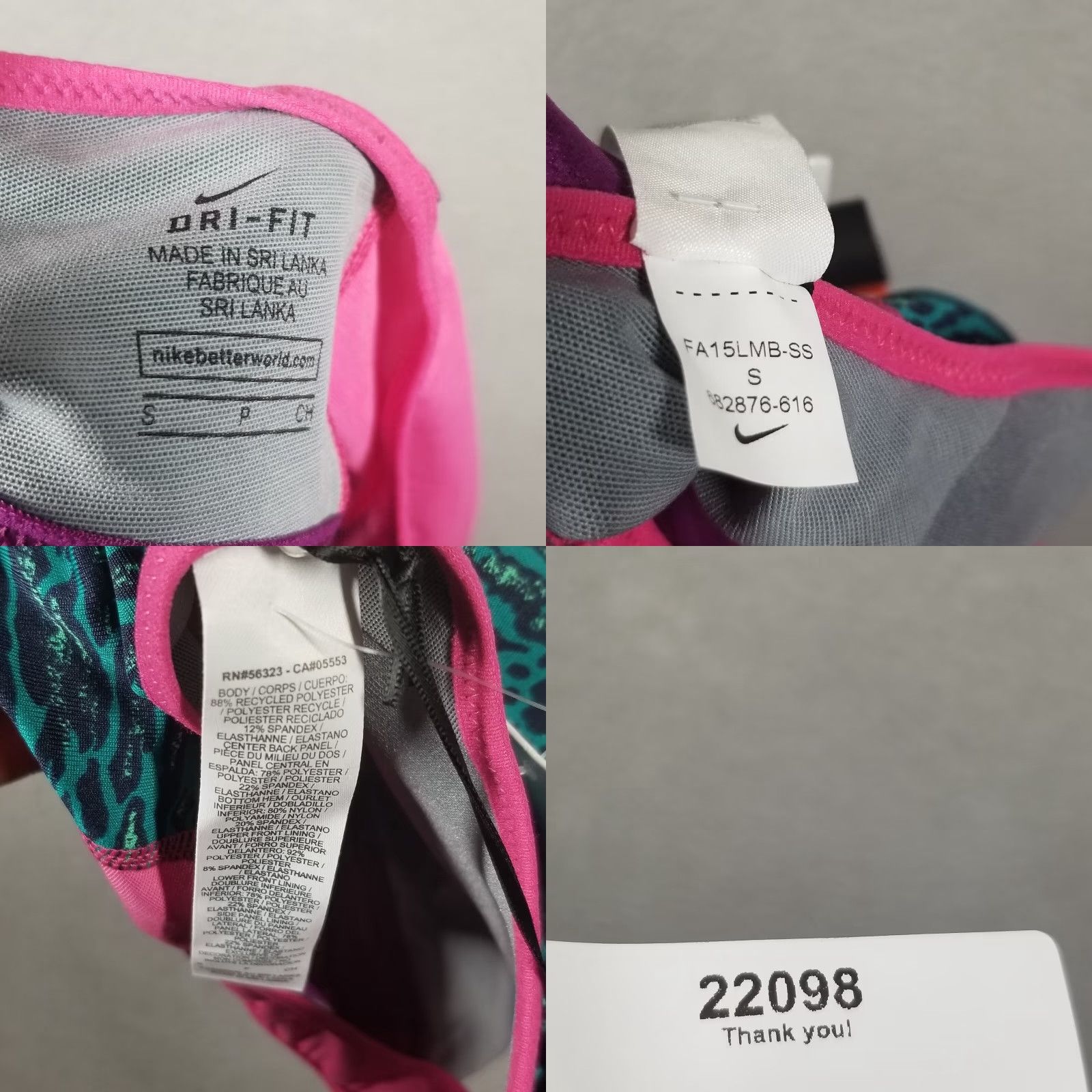 Nike Nike PRO Bra Women Large Teal Pink Venom Printed Sports Bra Tops Rare Size ONE SIZE - 8 Thumbnail