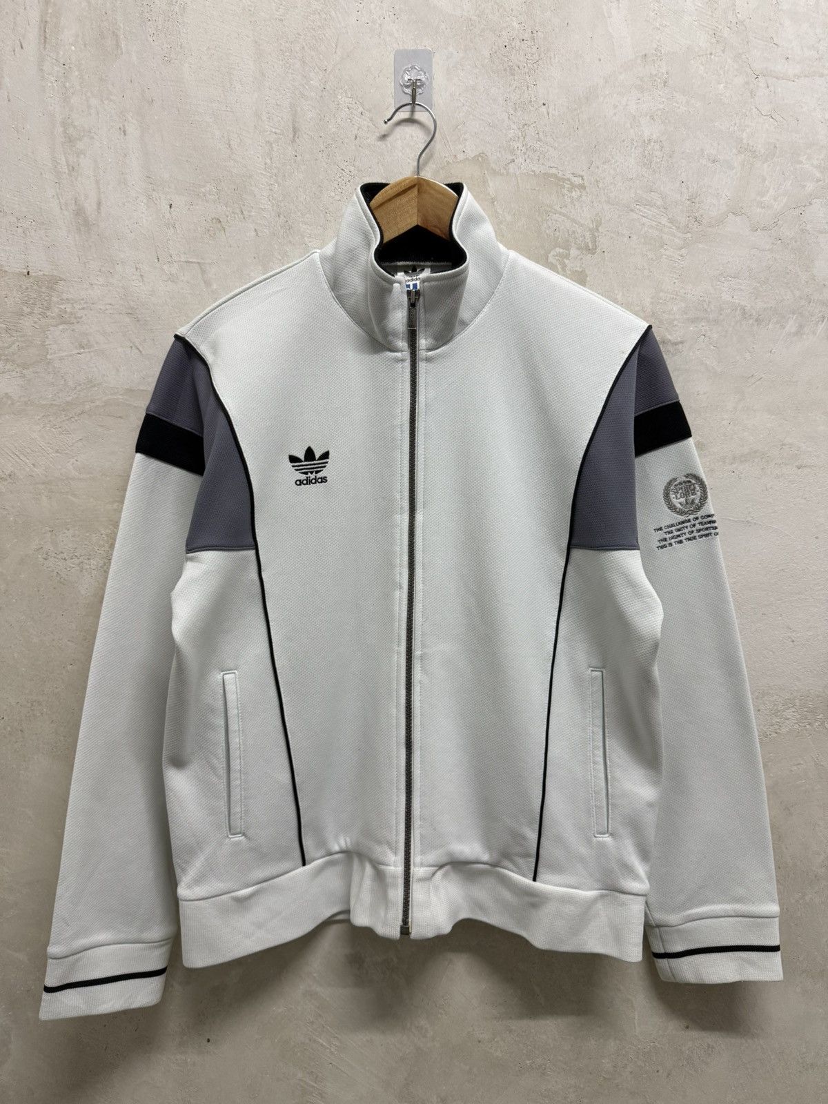 Adidas Vintage 90s Adidas Trefoil Stripe Zip Track Jacket Size US M / EU 48-50 / 2 - 1 Thumbnail