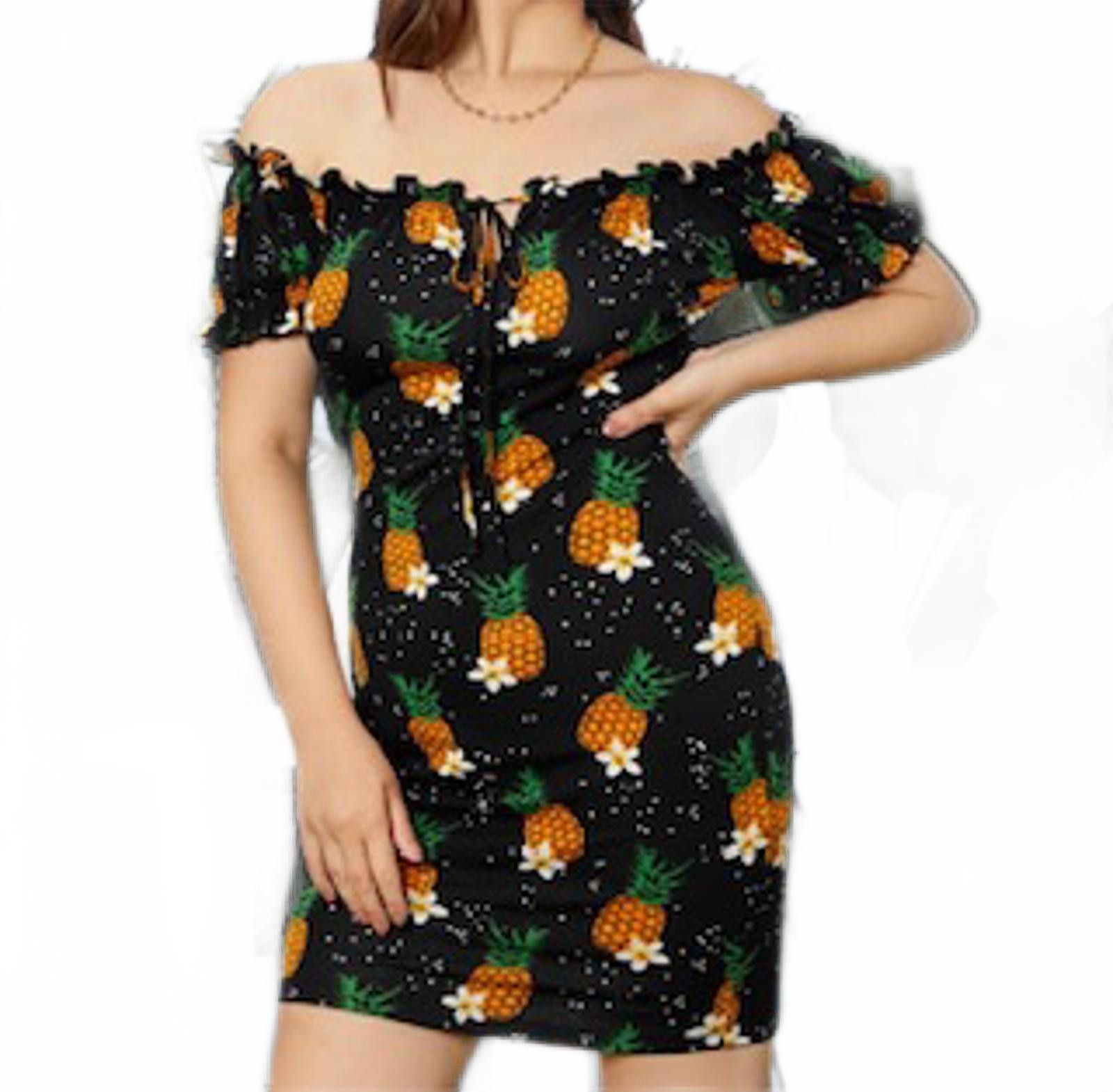 Designer Tropical Pineapple Print Dress Size M / US 6-8 / IT 42-44 - 1 Thumbnail