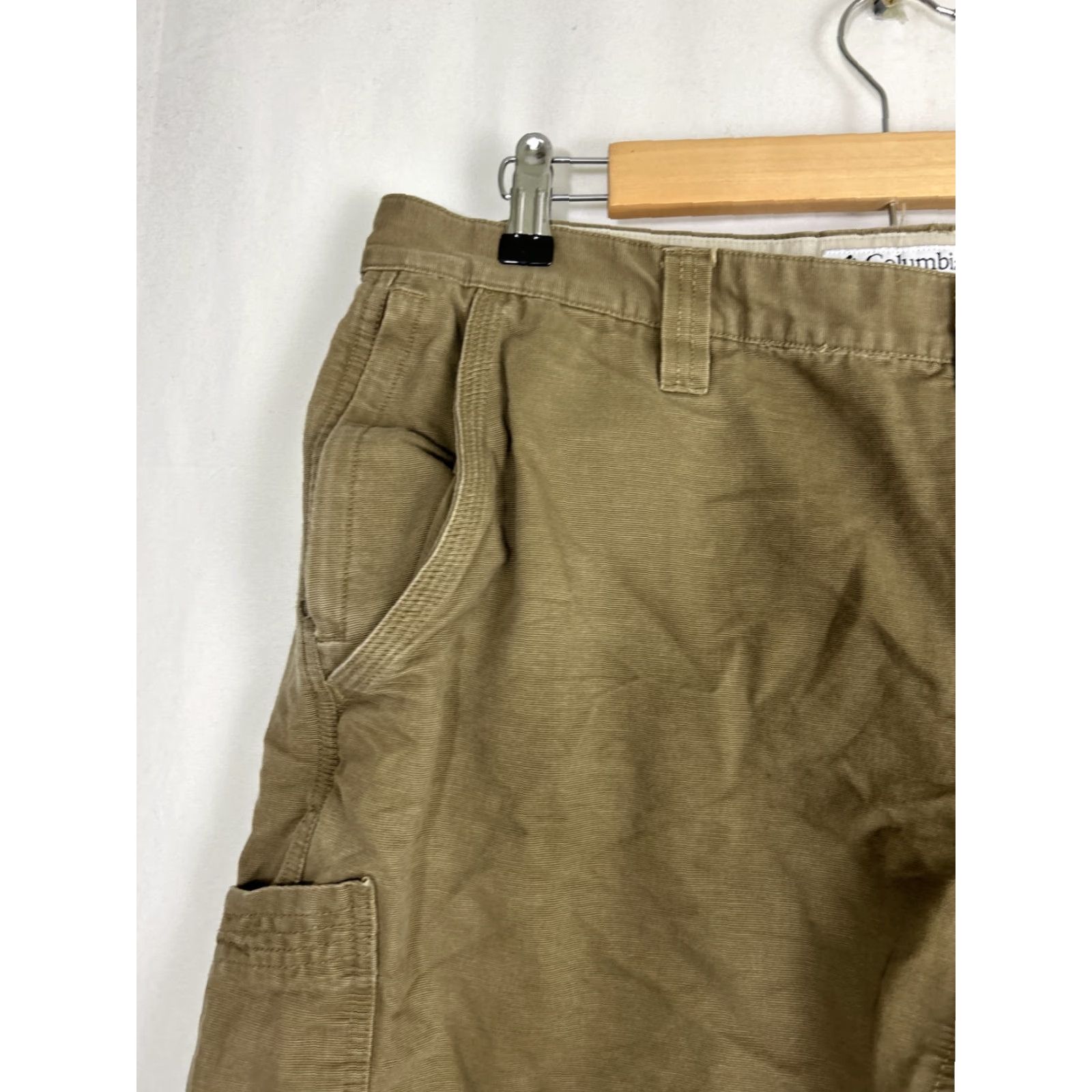 Olive Columbia Cargo Shorts Men Olive 36x9.5” Outdoor Zipper Snap Green 90s? Size US 36 / EU 52 - 4 Thumbnail