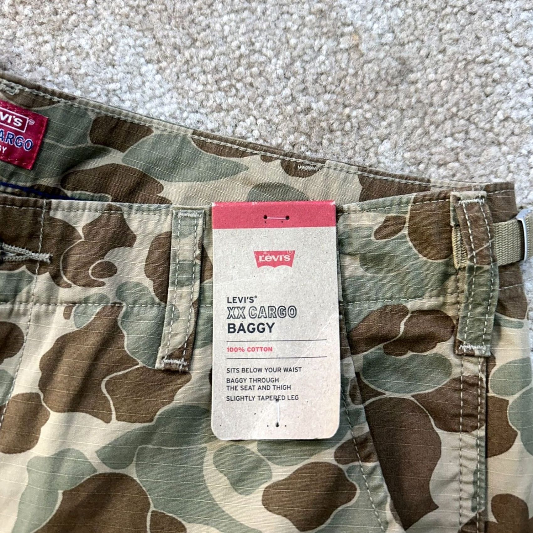 Levi's Levi's Cargo Pants Baggy Mens 34x30 Camo Brown Cotton Relaxed XX Cargo Baggy NWT Denim? Size US 34 / EU 50 - 3 Thumbnail