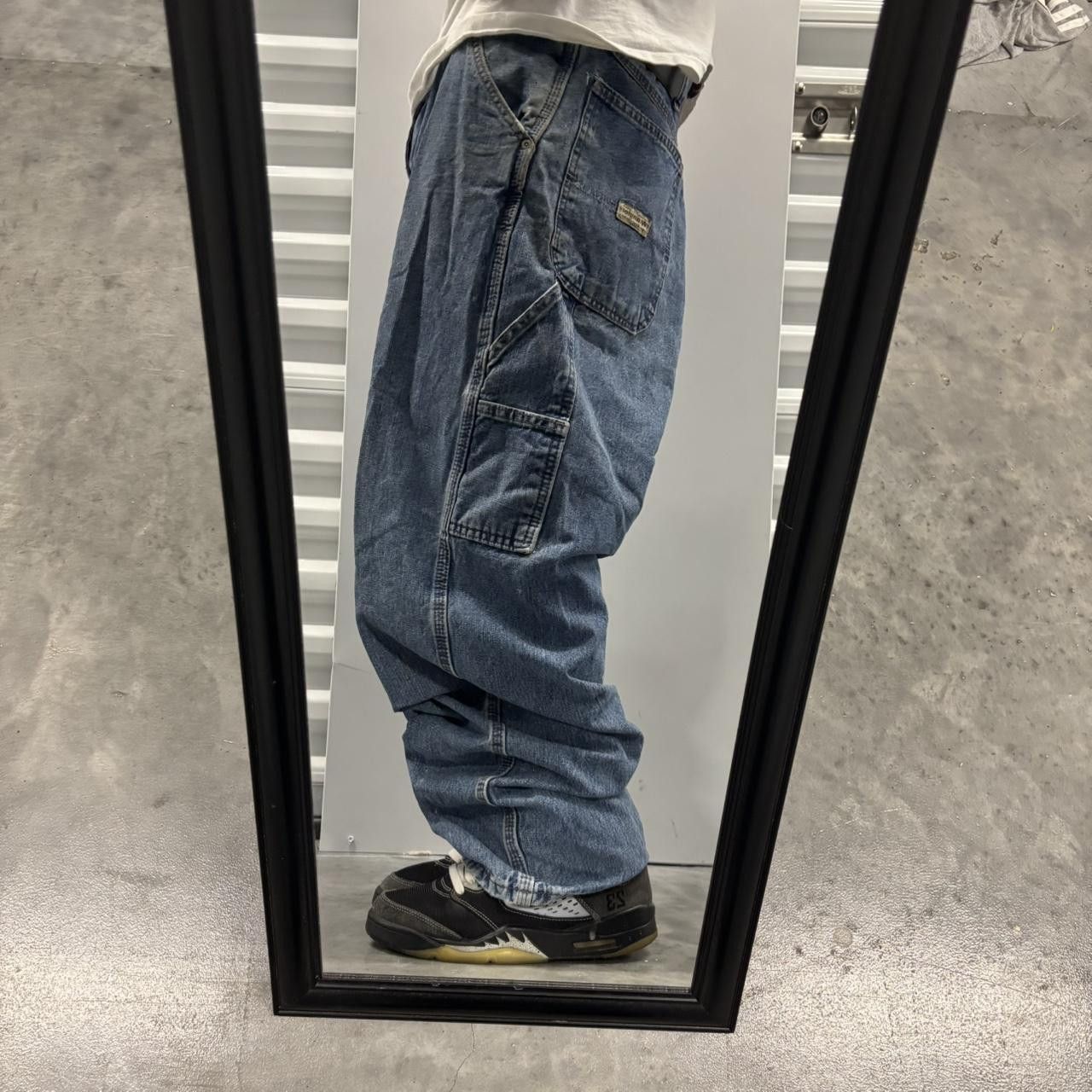Japanese Brand × Vintage Crazy Vintage Y2K/2000s Baggy Medium Wash Workwear Carpenter Skater Denim Jeans! Size US 40 / EU 56 - 2 Thumbnail