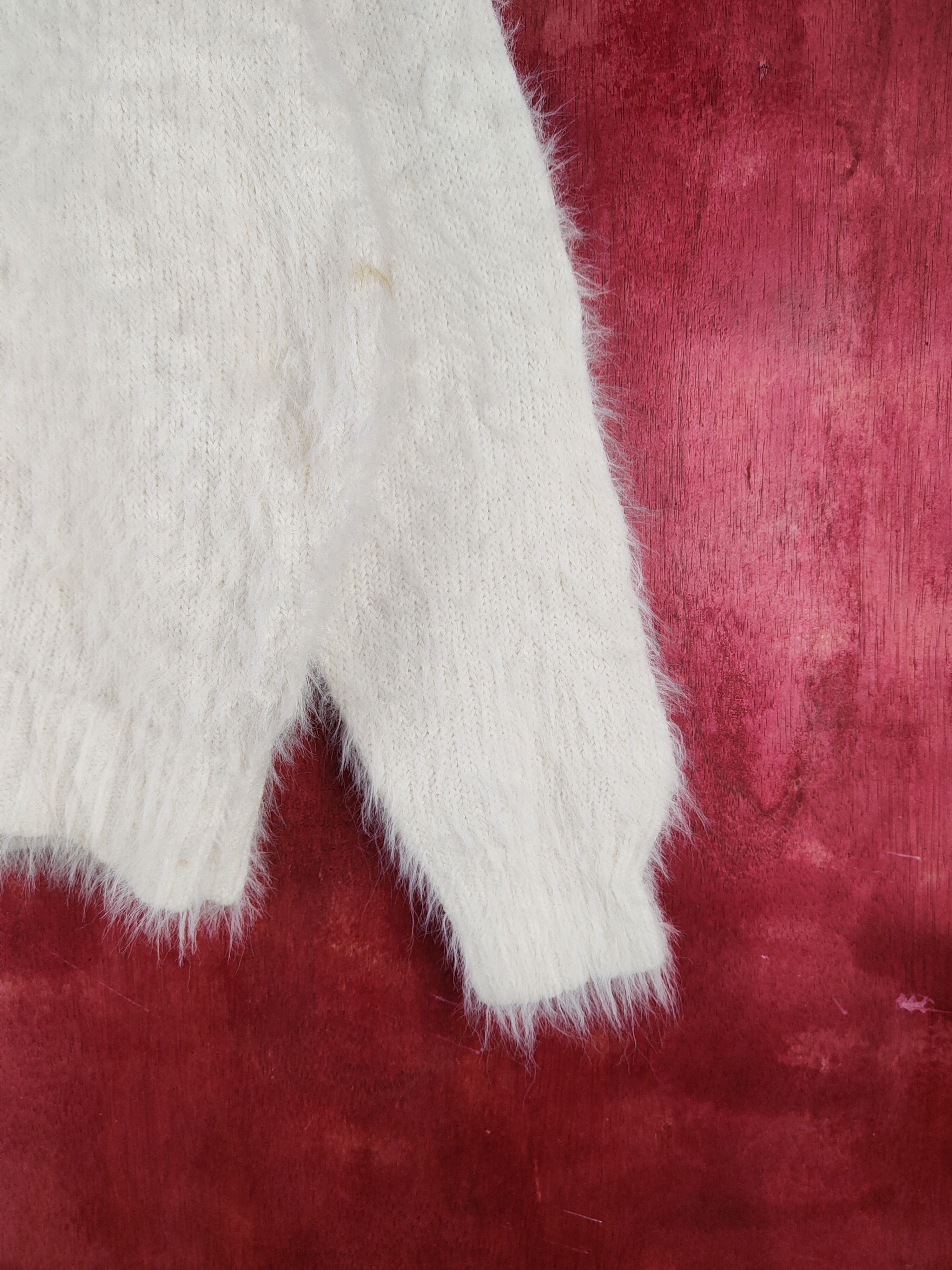 Vintage Ingni White Shag Shaggy Fur Mohair Knitwear #S2000 Size M / US 6-8 / IT 42-44 - 6 Thumbnail