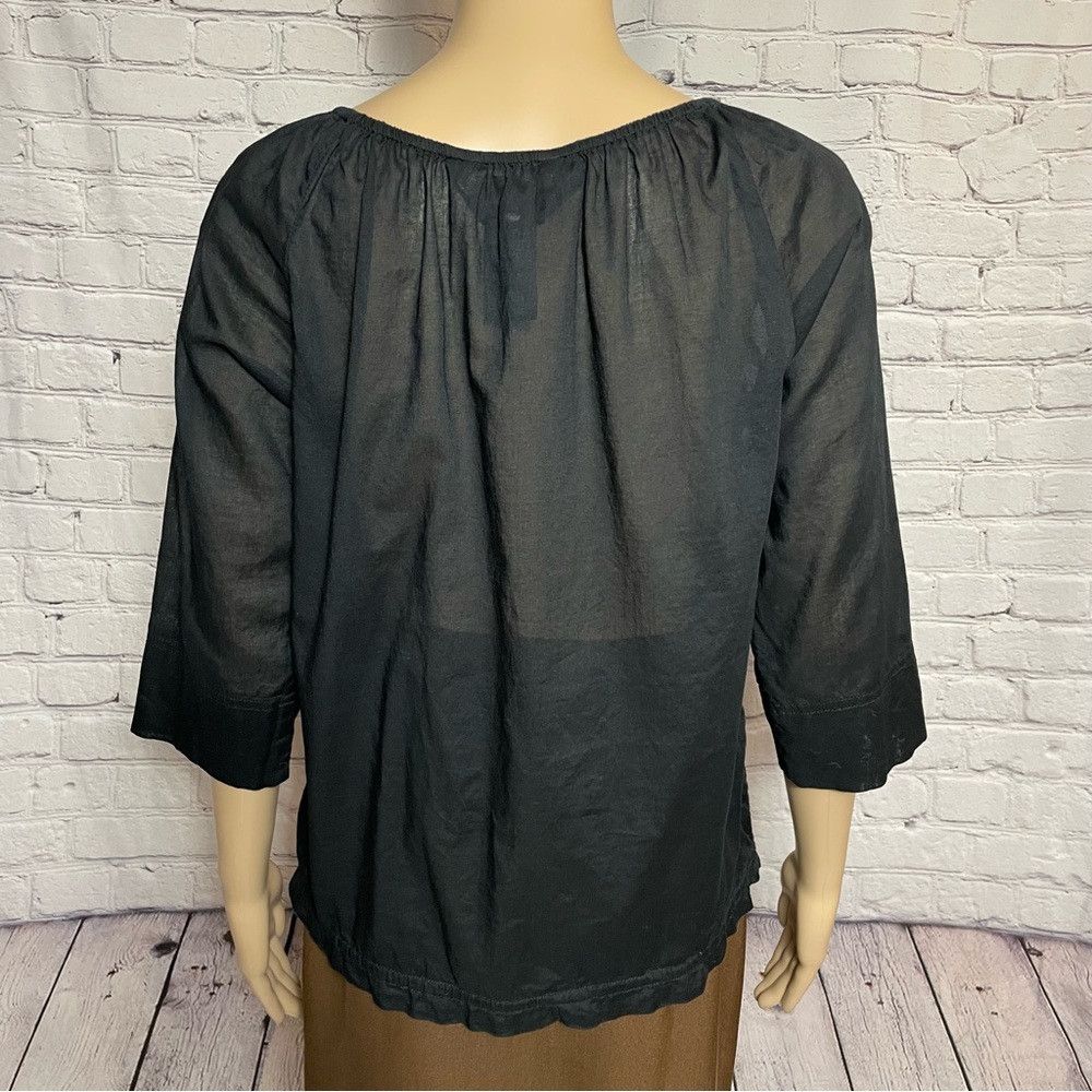 Norma Kamali Norma Kamali Black Cotton 3/4 Sleeve Top Size S Size S / US 4 / IT 40 - 6 Thumbnail