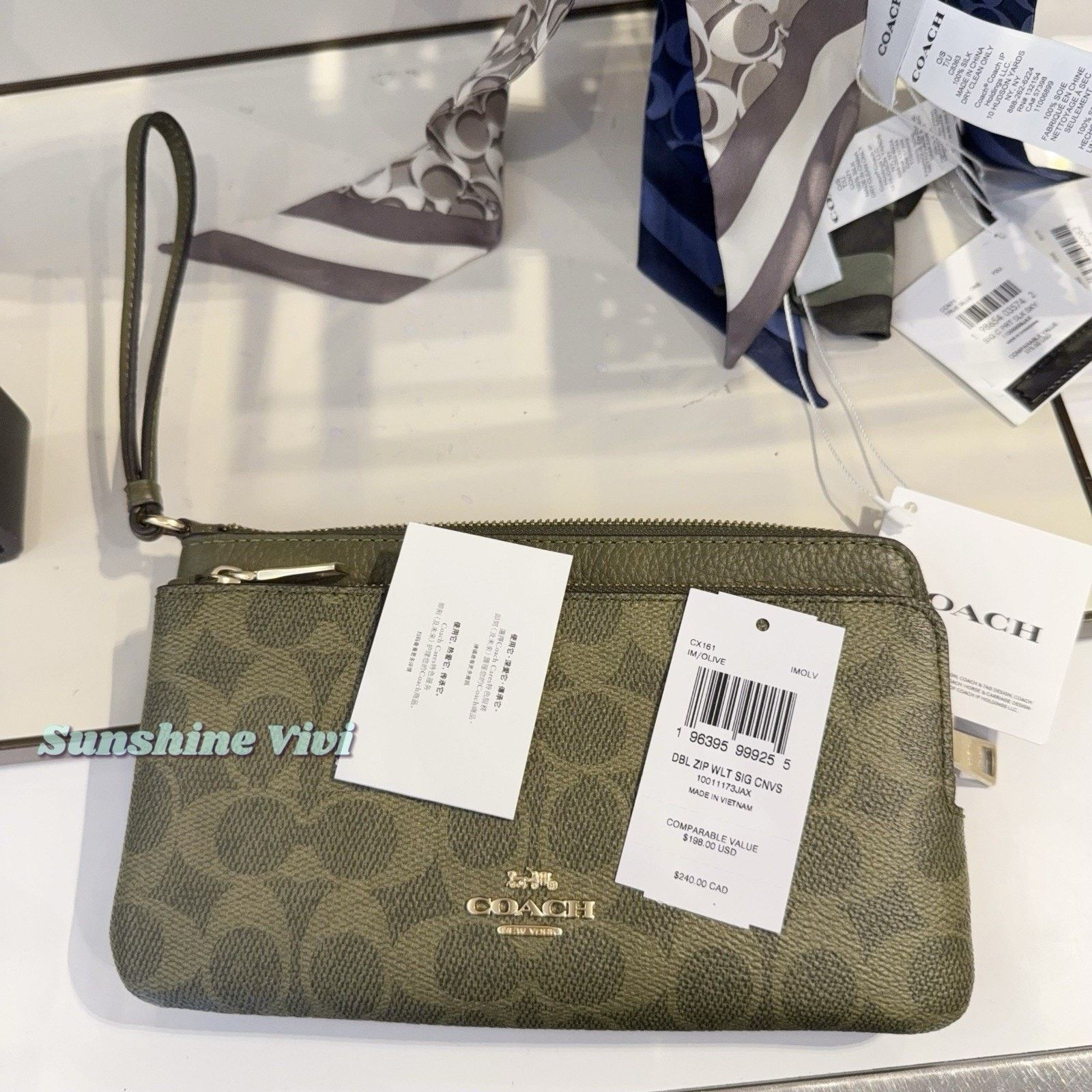Coach NWT Coach CX161 Double Zip Wallet Clutch Wristlet OliveGreen Size ONE SIZE - 4 Thumbnail