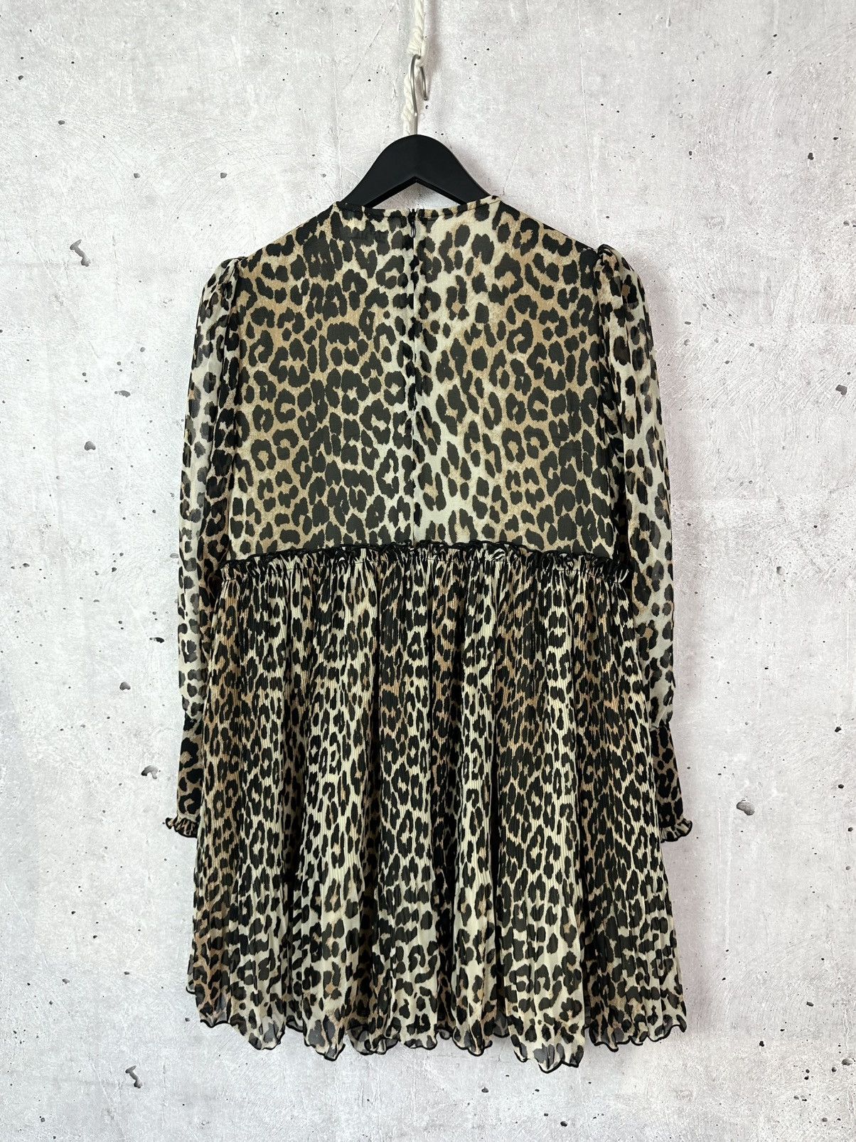 Ganni Ganni Leopard Midi Pleated Long Sleeve Dress Size XS / US 0-2 / IT 36-38 - 7 Thumbnail