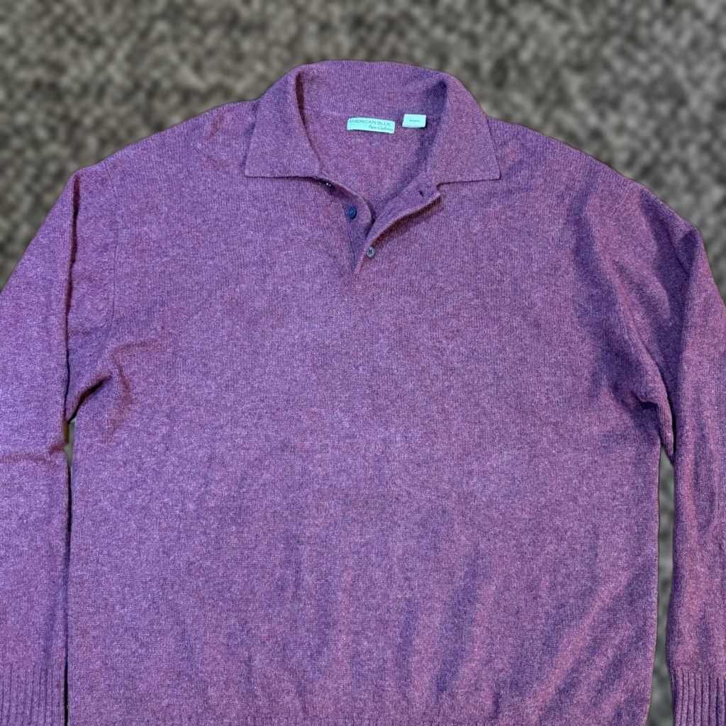 Vintage VINTAGE American Blue Sweater XL Pullover Collared Knit Cashmere Pure Polo XX20 Men Size US XL / EU 56 / 4 - 1 Thumbnail