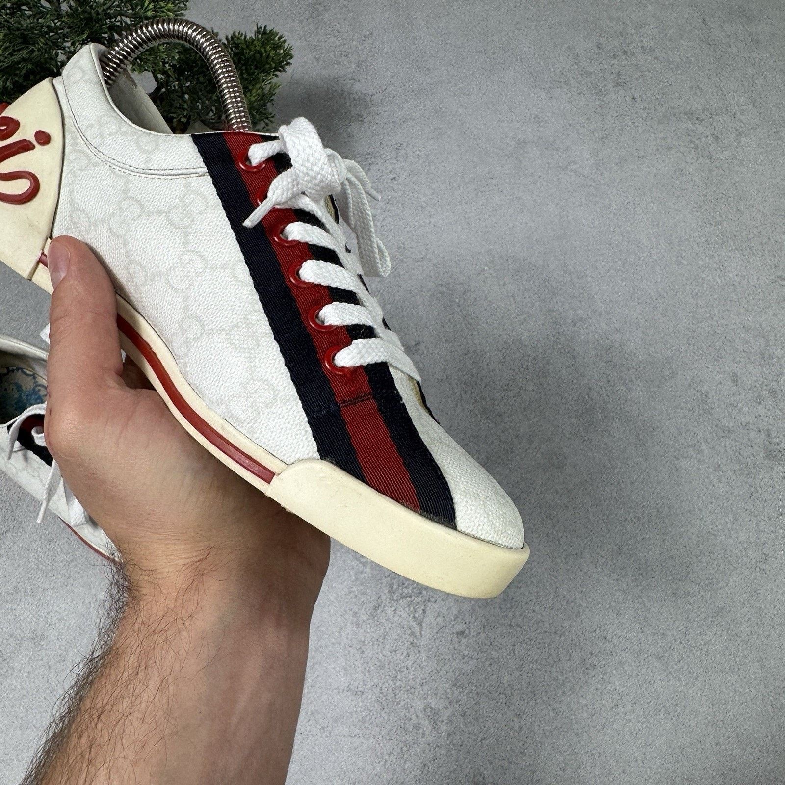 Gucci Gucci Sneakers GG Logo Monogram Stripe Leather White Y2K Size US 6 / IT 36 - 20 Thumbnail