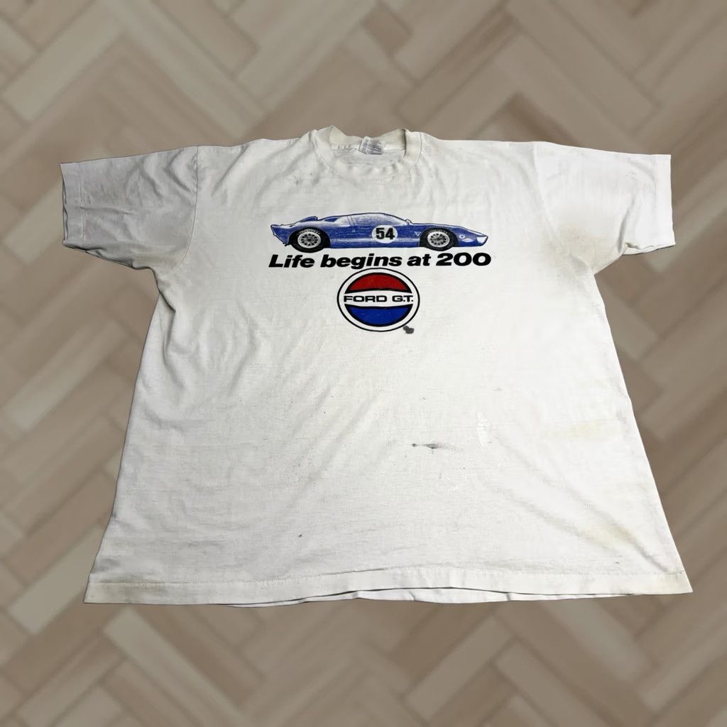 Hanes VINTAGE Ford GT 1965 GT40 MK1 Blueprint T Shirt White 2XL Hanes Unisex Adults Short Sleeve Crew Neck Cotton Racing 80s Modern Retro 80s (Mens) Size US XXL / EU 58 / 5 - 1 Thumbnail