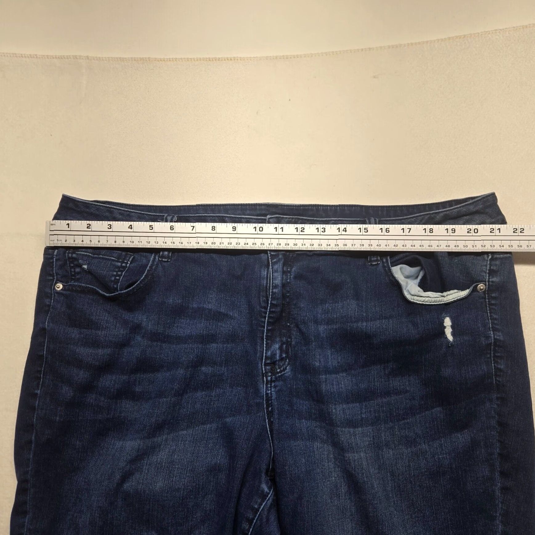 Denime Venezia Blue Denim Pants Women's Plus Size 24 Dark Wash Flat Front Regular Fit Size 42" / US 20 - 4 Thumbnail
