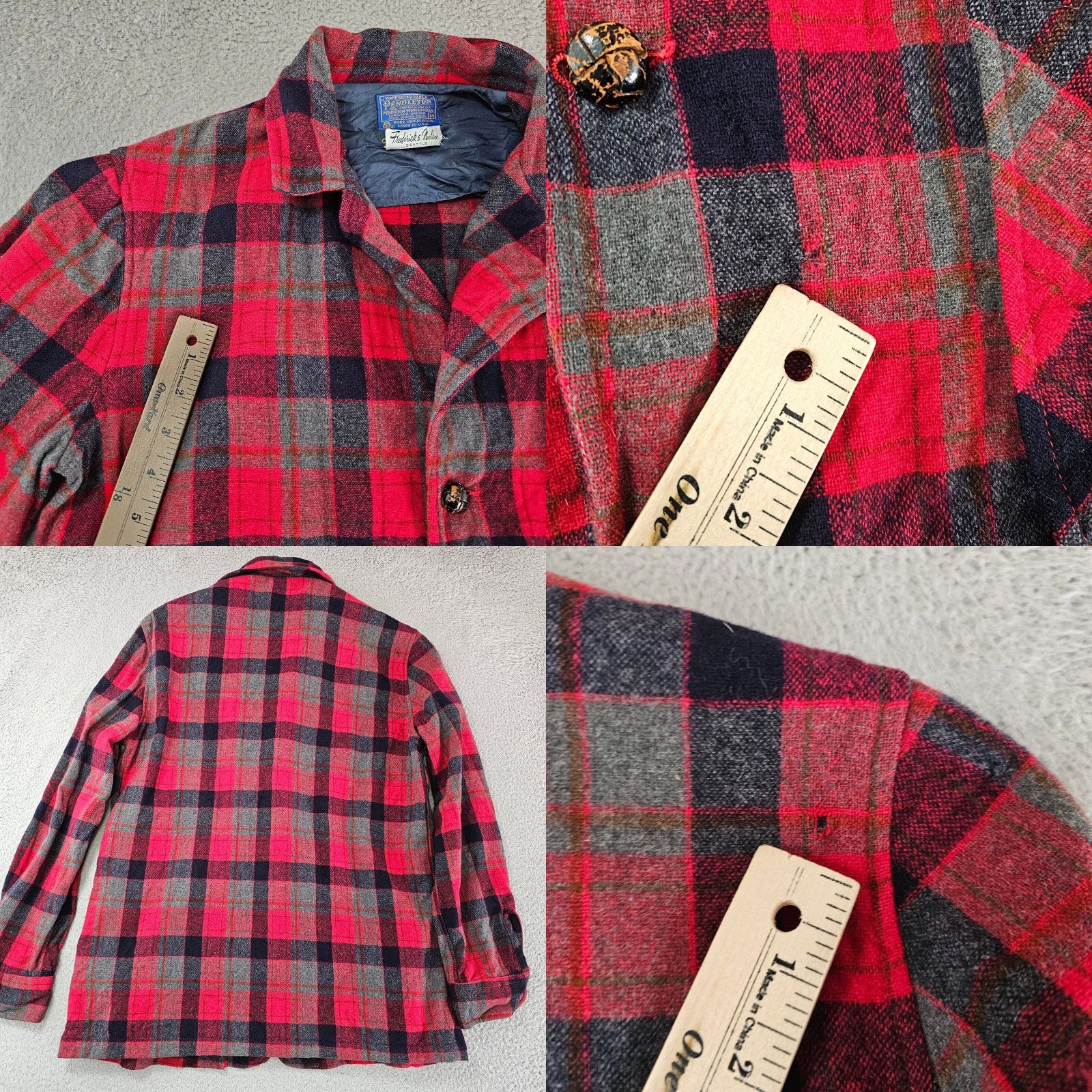 Pendleton Pendleton Shacket Men's M Plaid Wool Flannel 90s Vintage Red Button Casual Workwear 90s Mens Size US M / EU 48-50 / 2 - 8 Thumbnail