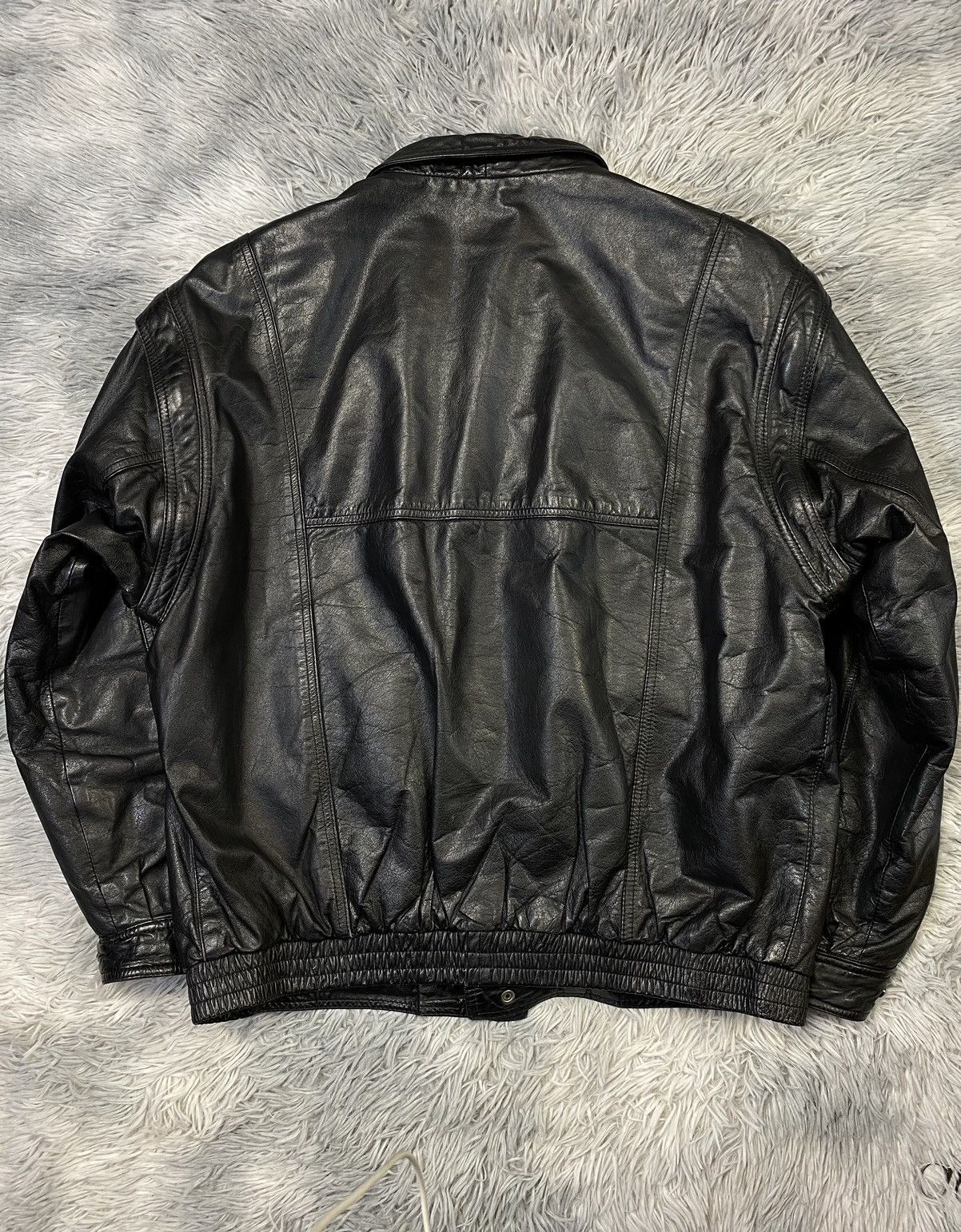 ジャケット・アウター vintage learher bomber jacket black Vintage Black Leather Bomber Jacket 50 Japanese Brand