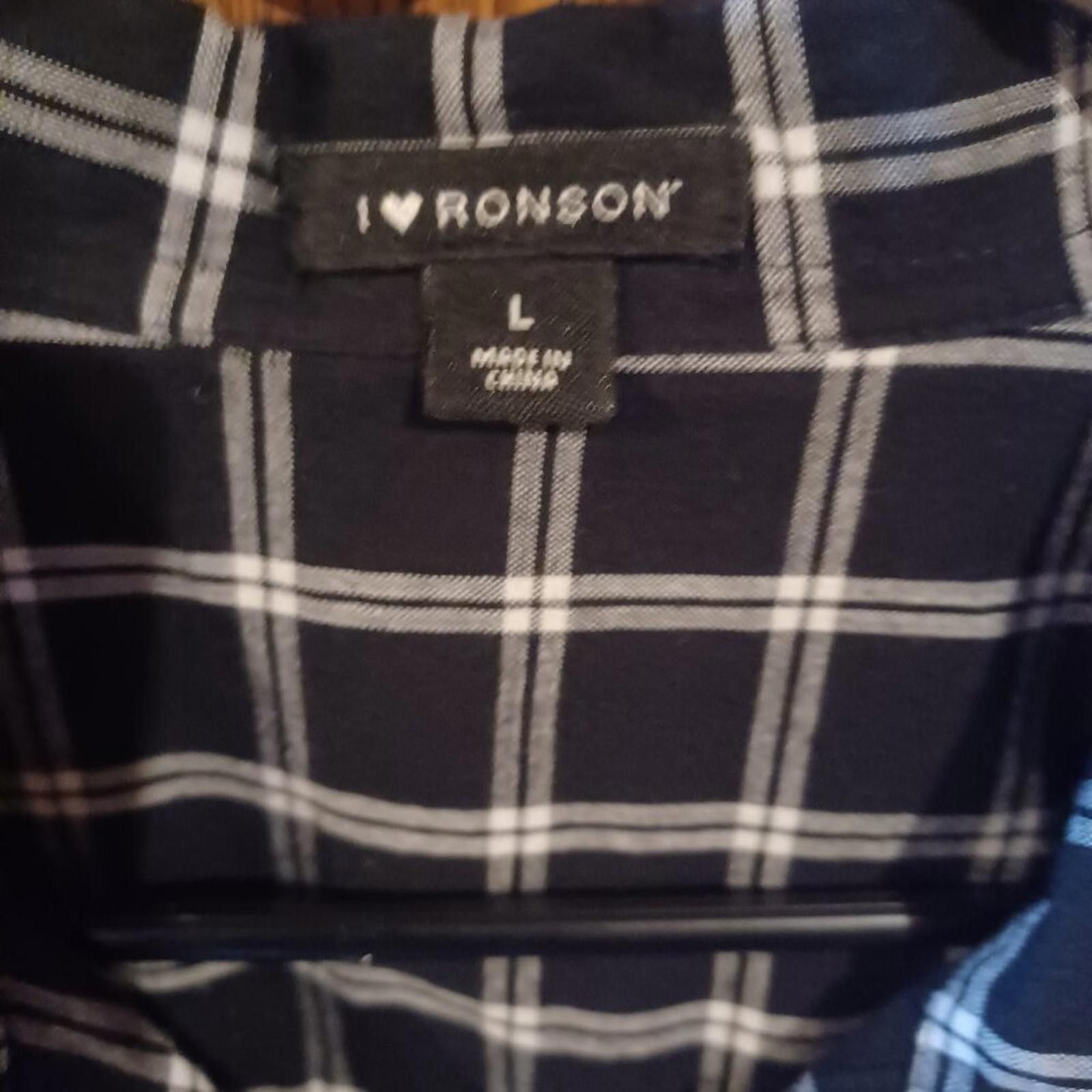 Other I💗Ronson Black & White Plaid Botton Down Blouse Fitted Size L / US 10 / IT 46 - 3 Thumbnail