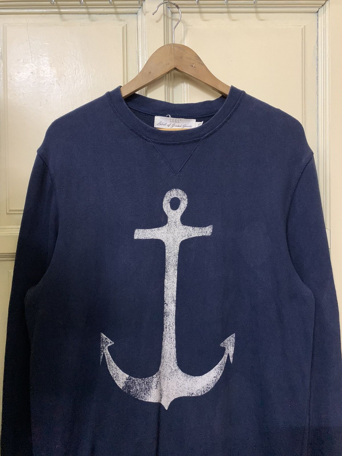 45rpm × H&M × Japanese Brand Vtg Japanese L.O.G.G Label Of Graded Goods Anchor Sweatshirt Size US L / EU 52-54 / 3 - 2 Thumbnail