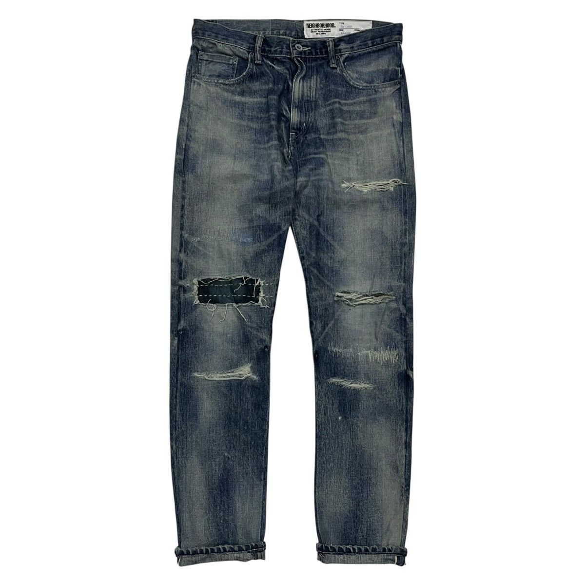 Neighborhood Neighborhood DP-Mid Distressed Selvedge Denim Pants Size US 33 - 1 Thumbnail