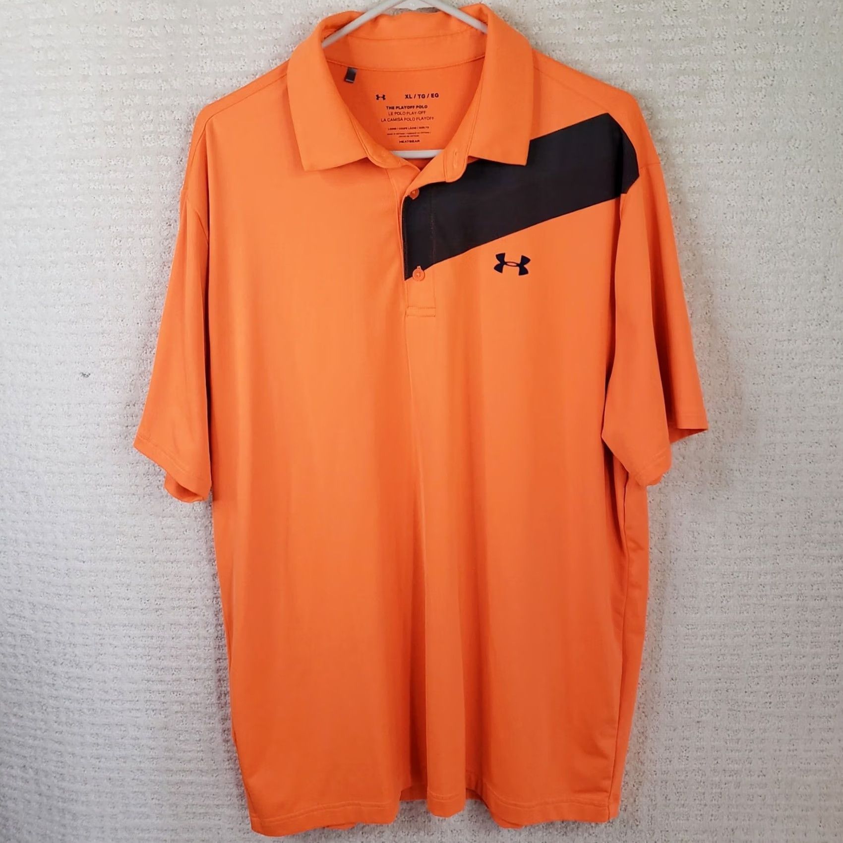 Under Armour VINTAGE Under Armour Polo Shirt Men XL Orange The Play Off Polo Heat Gear Pullover Golf Size US XL / EU 56 / 4 - 2 Thumbnail