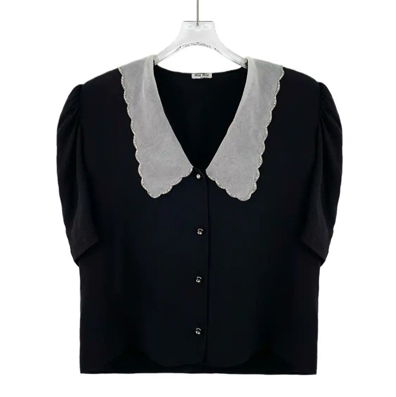 Miu Miu Miu Miu Black Silk Women's Shirt 0089 Size M / US 6-8 / IT 42-44 - 1 Thumbnail