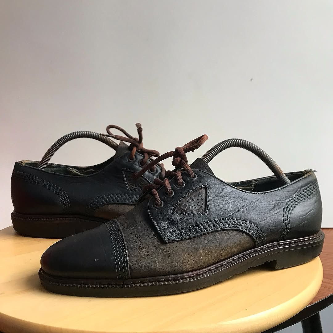 Leather × Vintage Vintage Austria oxford moctoe leather 3 hole low shoes blac Size US 8 / EU 41 - 1 Thumbnail