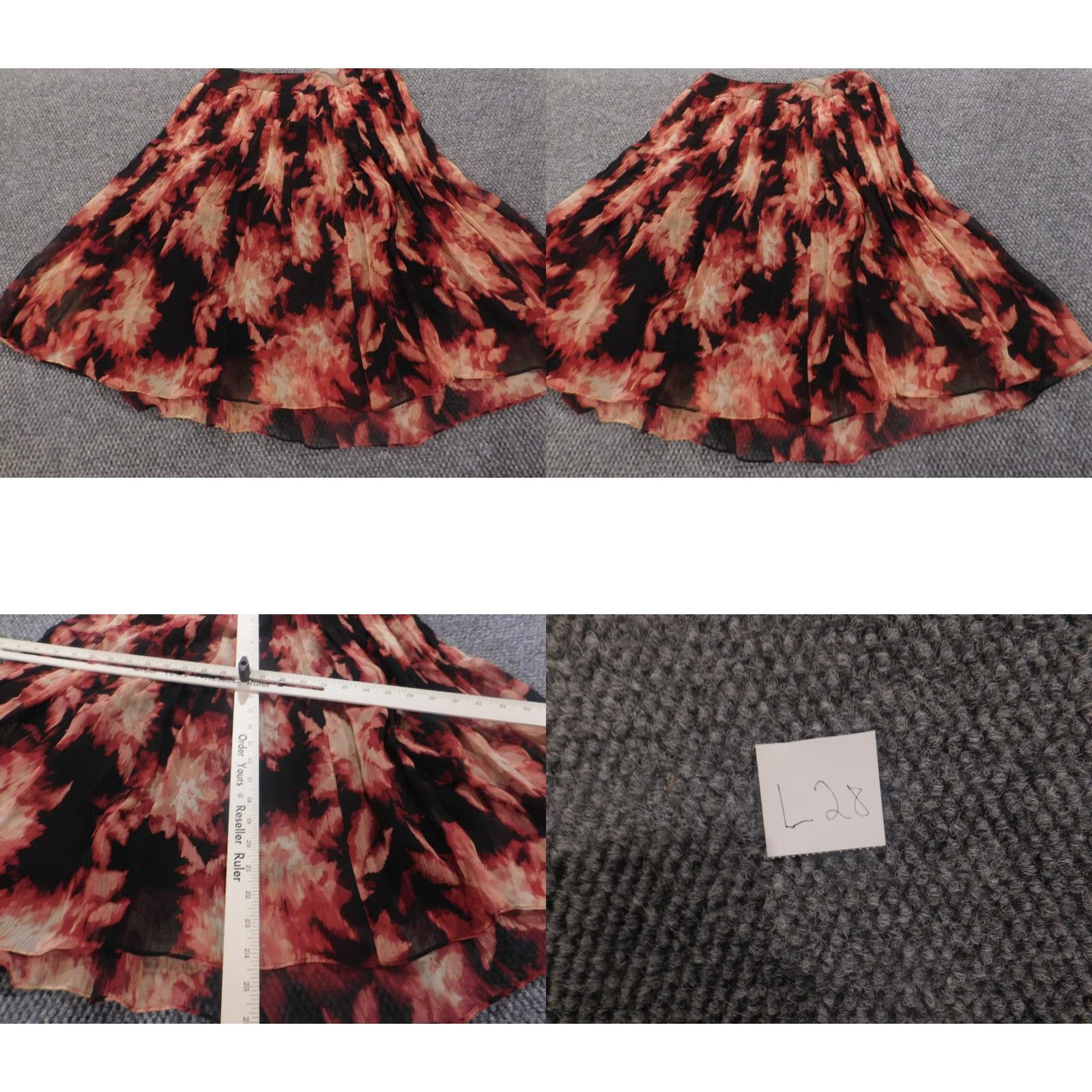 Alfani Alfani Skirt Womens 6 Red Silk A-Line Lined Ruffle Knee Length Vintage No Size 28" / US 6 / IT 42 - 8 Thumbnail