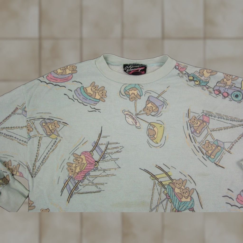 Vintage VINTAGE California Sweater Womens M Blue Crew Neck Frayless Pullover 80s 90s American Dog Flower Sweatshirt Made in USA Size M / US 6-8 / IT 42-44 - 1 Thumbnail