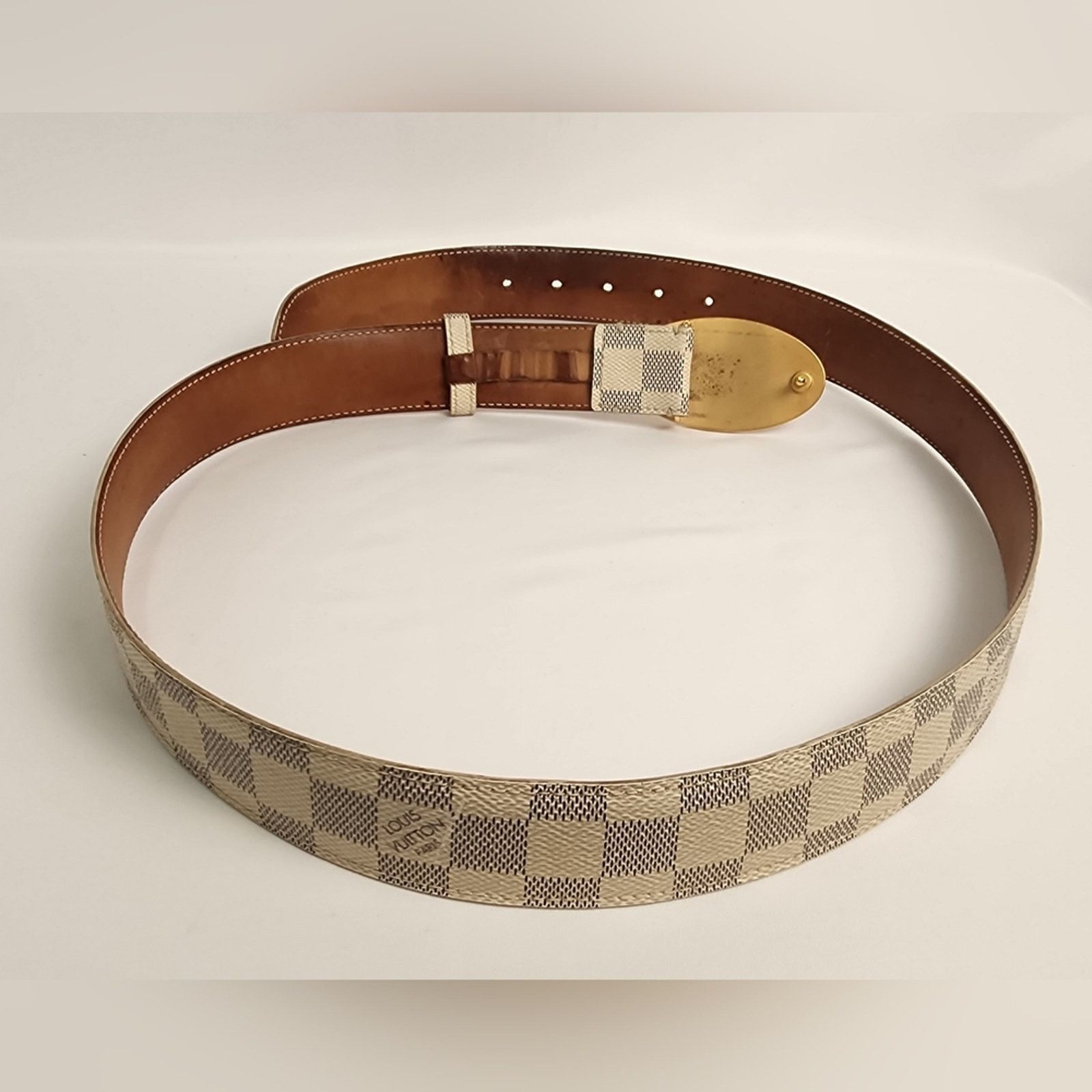 Louis Vuitton Louis Vuitton Damier Azur Canvas Voyage Belt 100/40 Size ONE SIZE - 6 Thumbnail