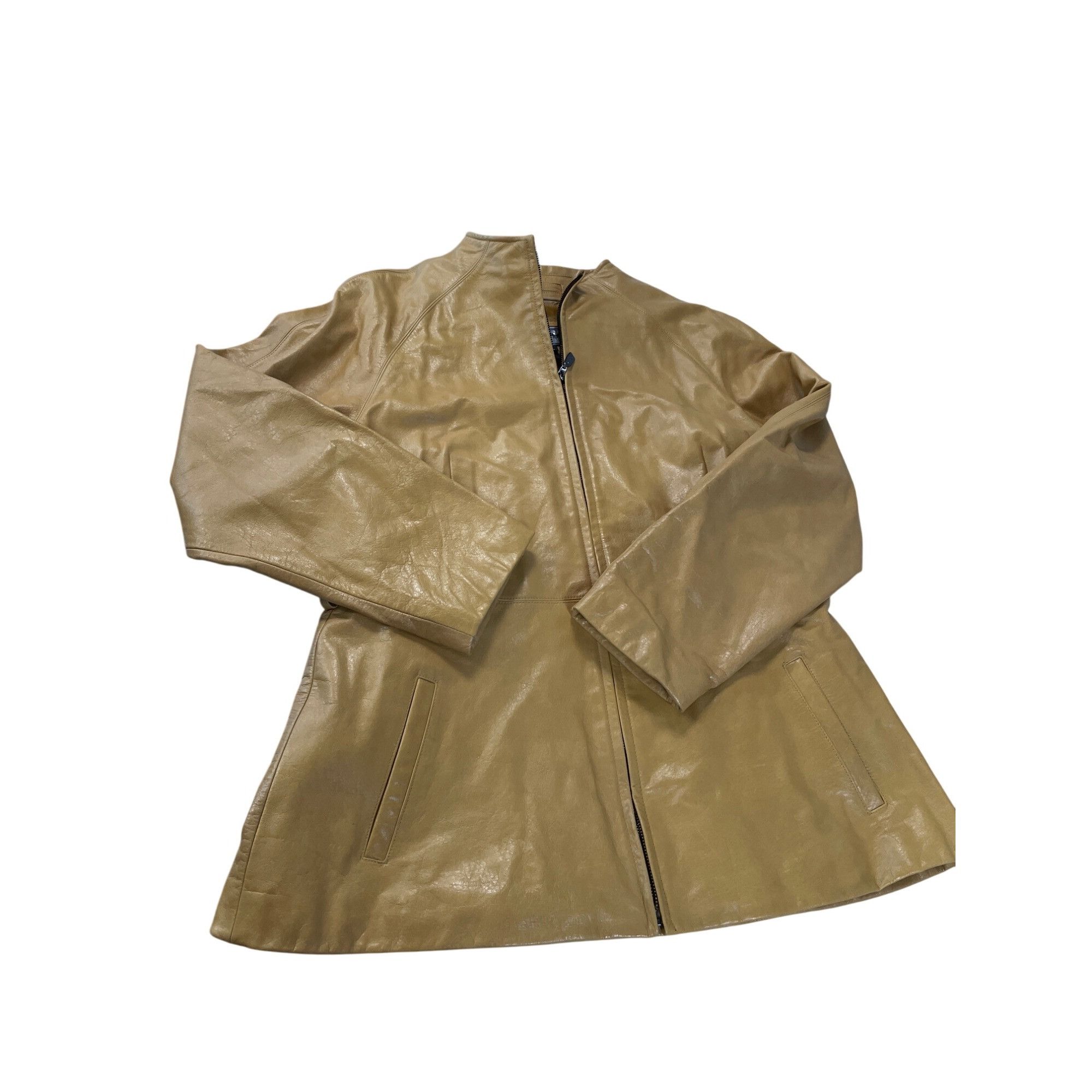 Other Marcia Collection Vintage womans Tan Italian Leather Jacket Size L / US 10 / IT 46 - 1 Thumbnail