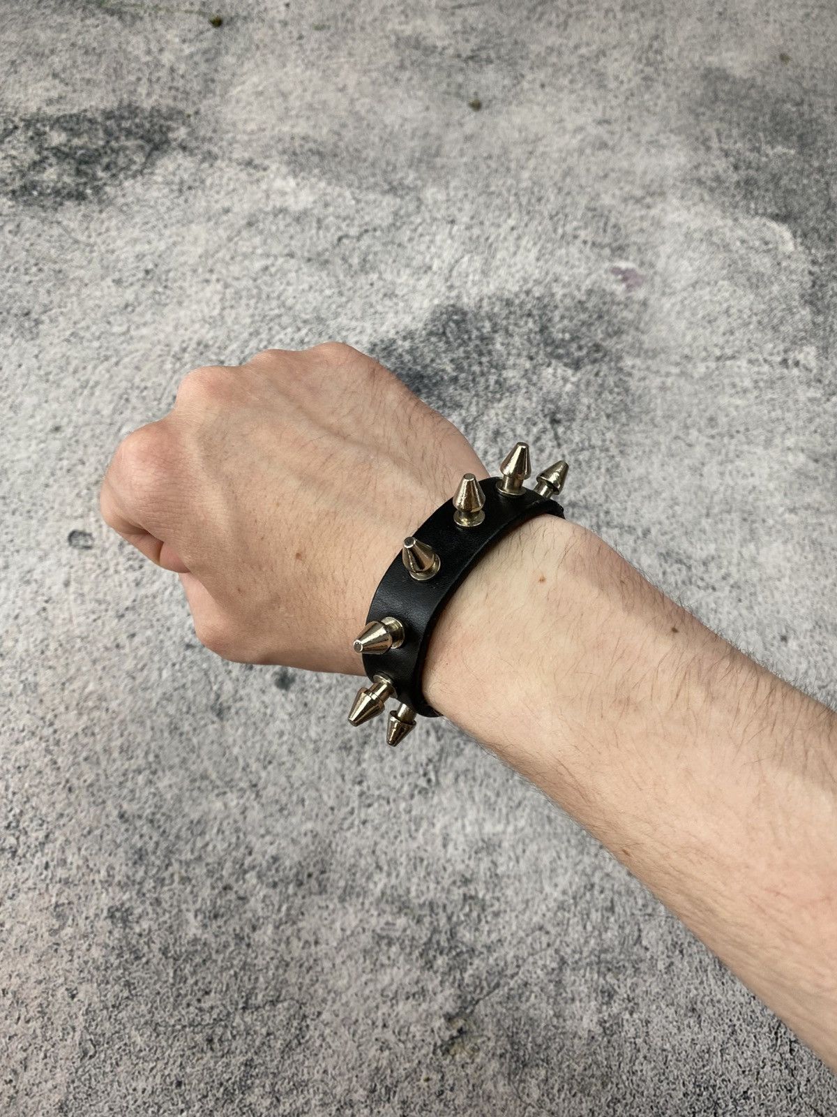 Vintage Punk Goth Spike Bracelet Leather Studded Cuff Alternative Size ONE SIZE - 1 Thumbnail