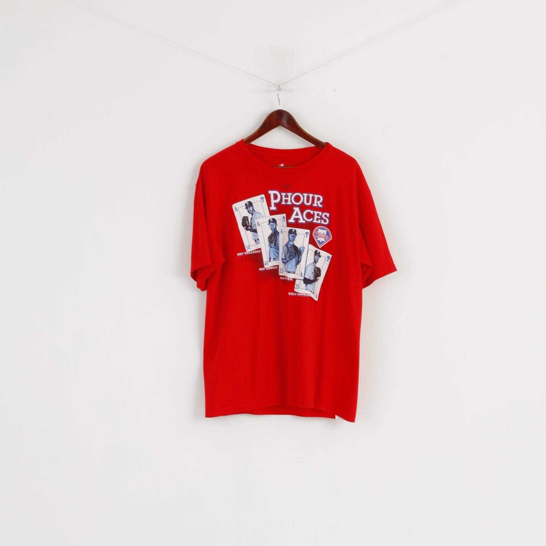 Majestic Majestic Men L Shirt Red Cotton Phillies 2301 Size US L / EU 52-54 / 3 - 2 Thumbnail