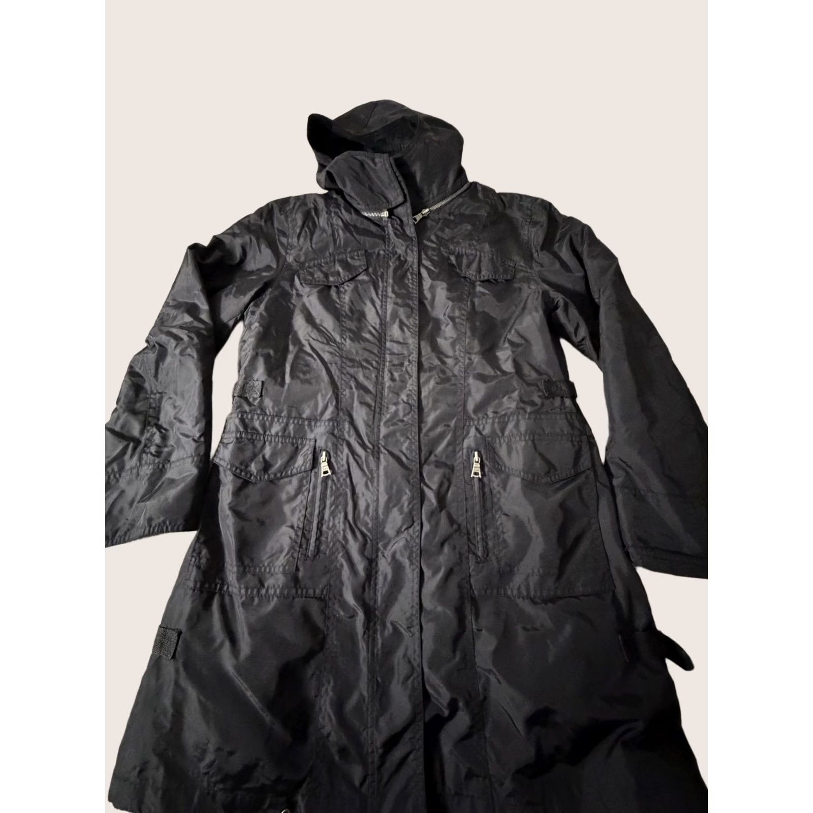 Guess GUESS Coat Womens Medium Black Hooded Parka Belted Zip Pockets Lined Size M / US 6-8 / IT 42-44 - 1 Thumbnail