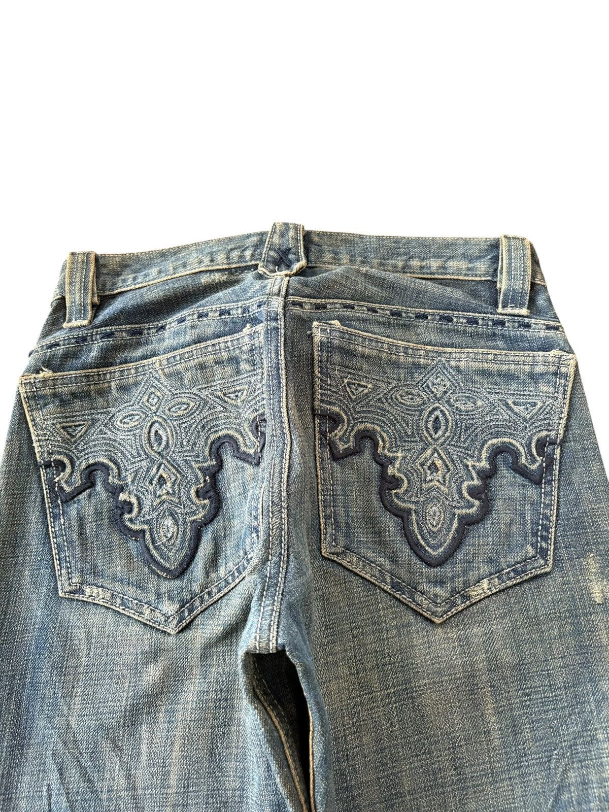 Antik Denim Vintage Japanese Brand Mud Wash Distress Flare Jeans Size 29" - 4 Thumbnail
