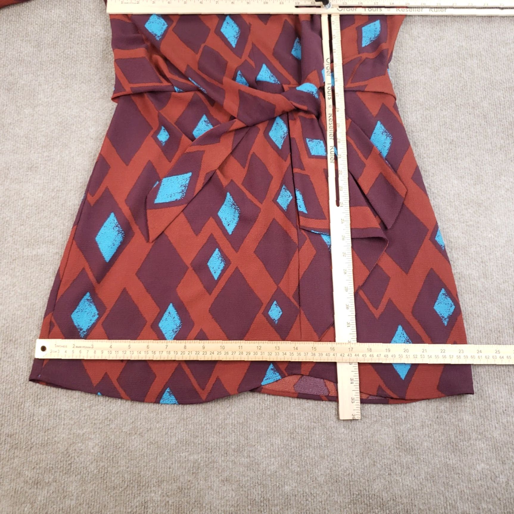 Anthropologie Uncle Frank Raglan Womens Medium Red Blue Short Sleeve Tie Front Anthropologie Shirt Size 32" / US 10 / IT 46 - 4 Thumbnail