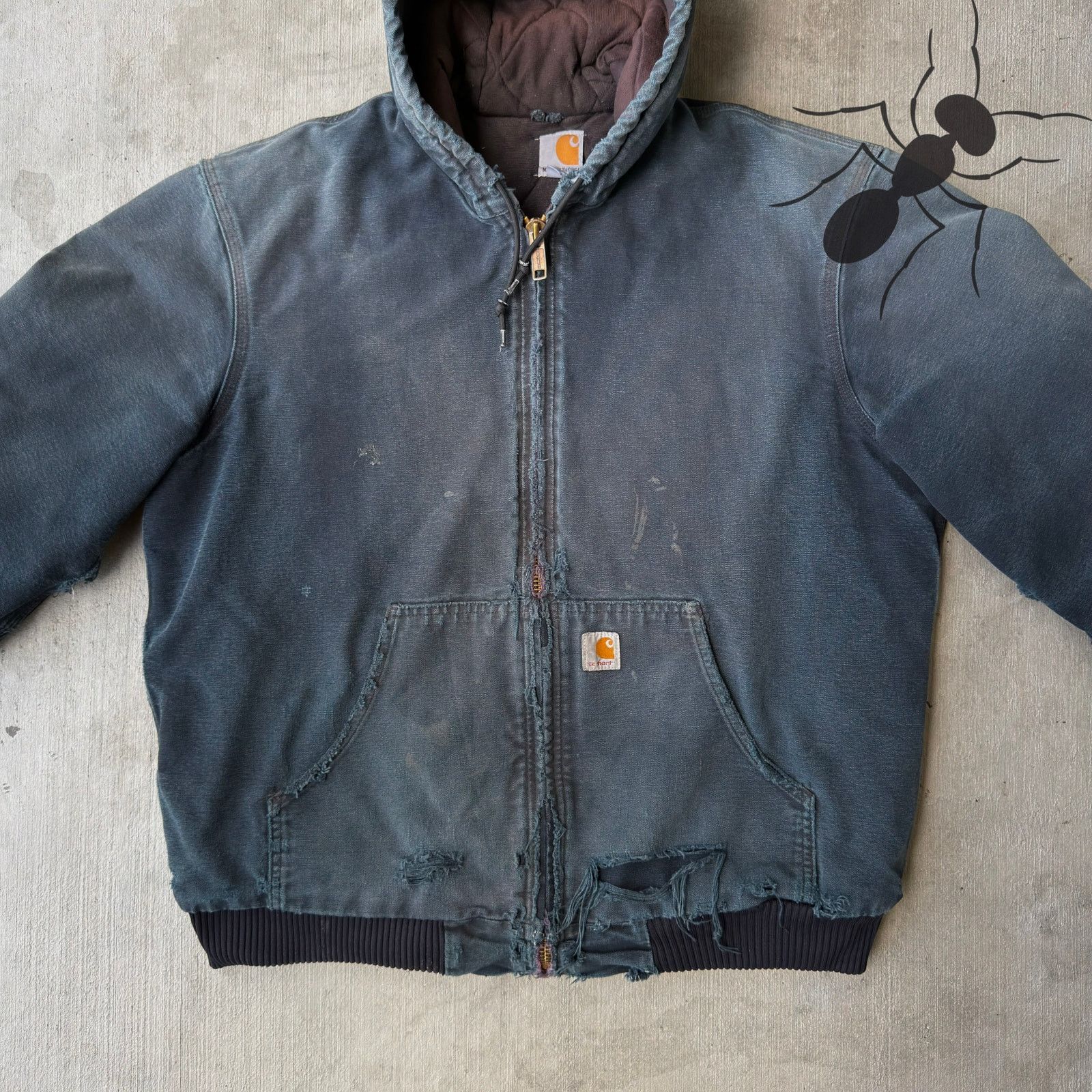 Carhartt × Vintage Carhartt J140 black hooded work wear jacket Size US L / EU 52-54 / 3 - 3 Thumbnail