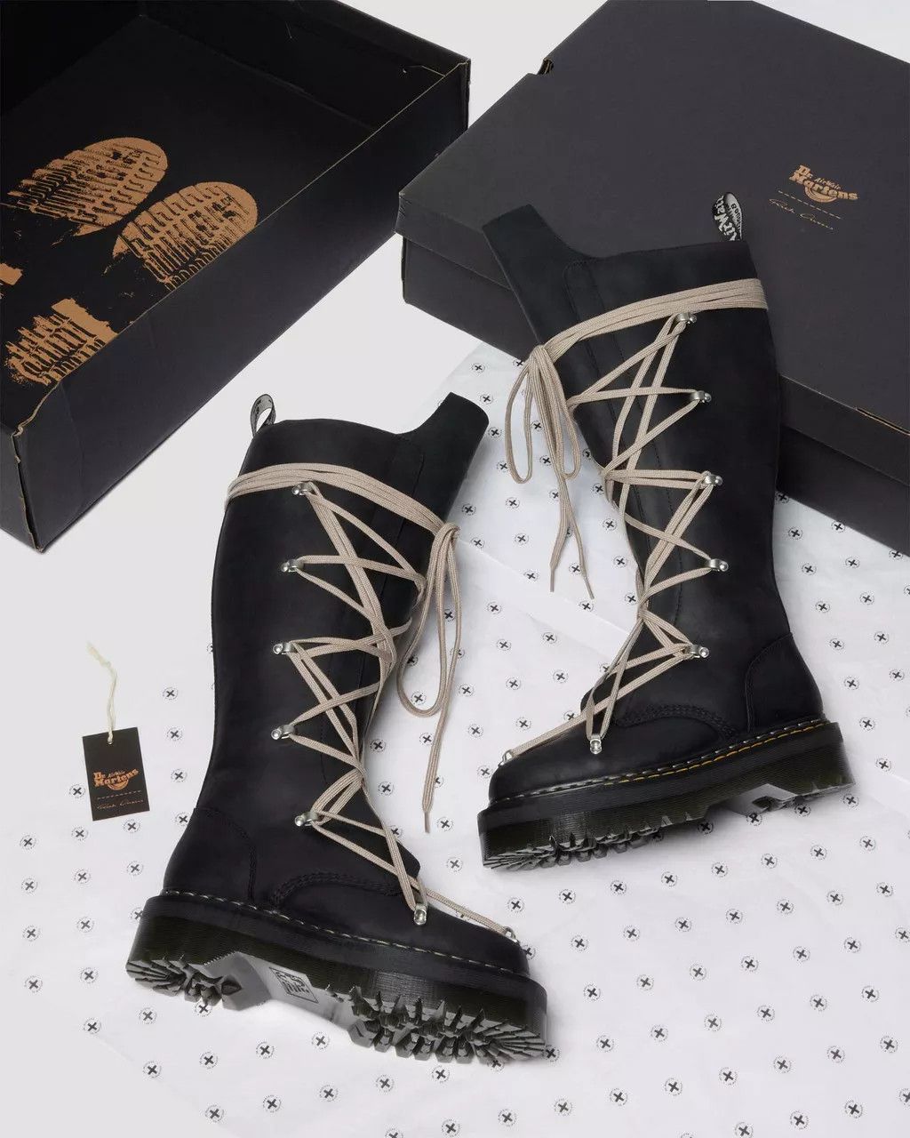 Dr. Martens × Rick Owens Pentalace Leather Platform Boots Size US 14 / EU 47 - 14 Thumbnail