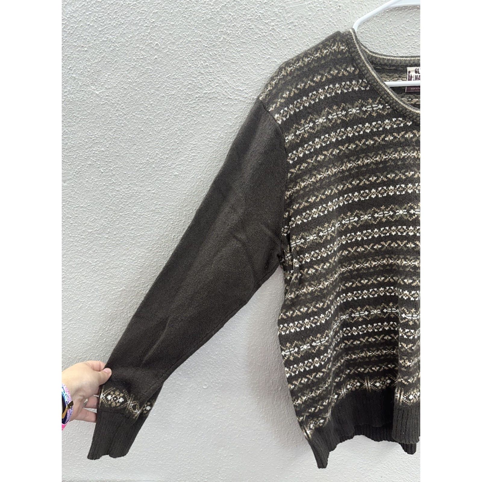 Old Navy VINTAGE Old Navy Mens Sweater Brown Fair Isle Long Sleeve V-Neck 2XL Wool Knit Pullover Regular Mens Holiday, Vintage, 90s, Outdoor Size US XXL / EU 58 / 5 - 2 Thumbnail