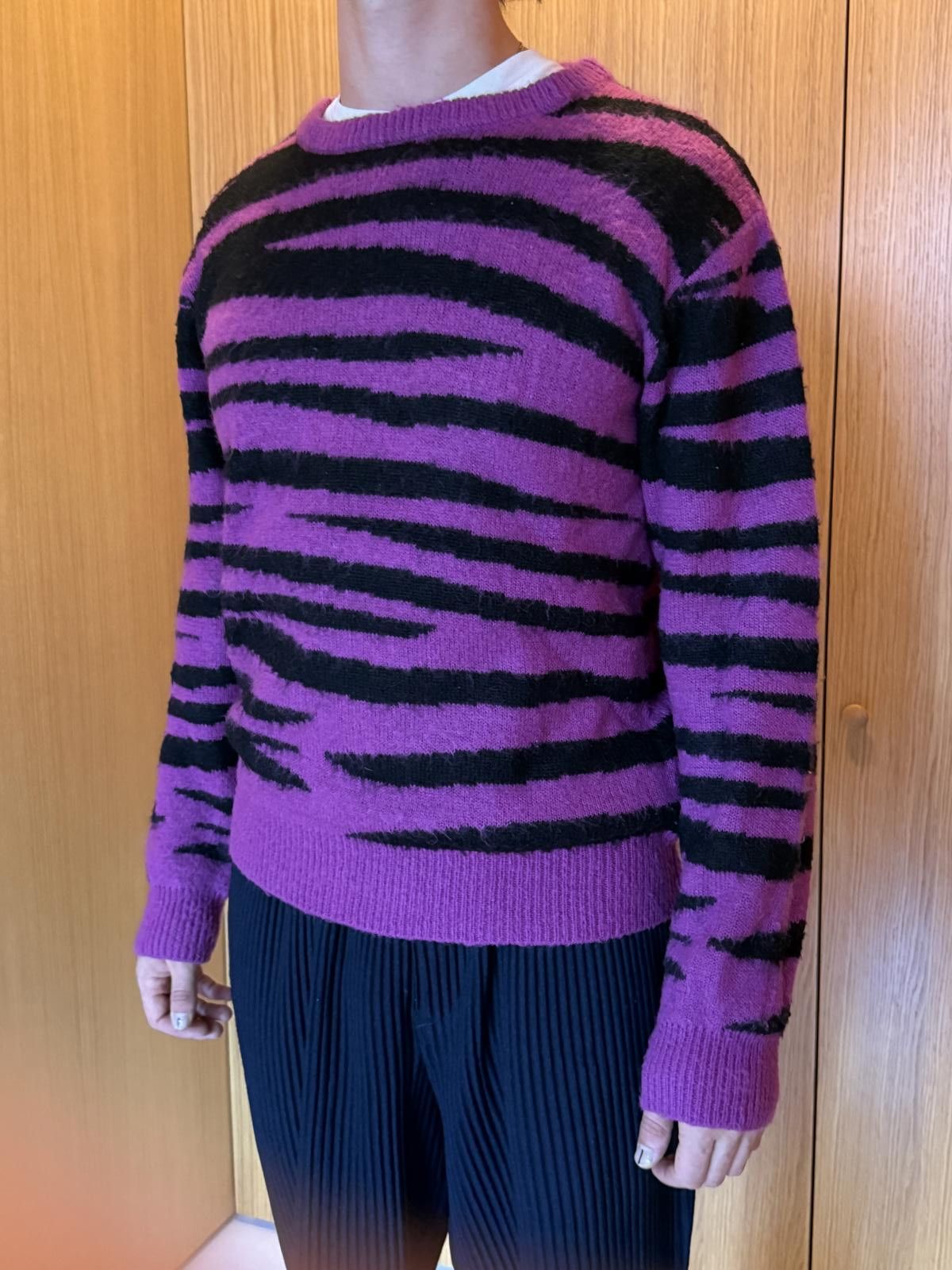 Stussy Stüssy Men's Sweater Purple and Black Striped Pattern Size US M / EU 48-50 / 2 - 2 Thumbnail
