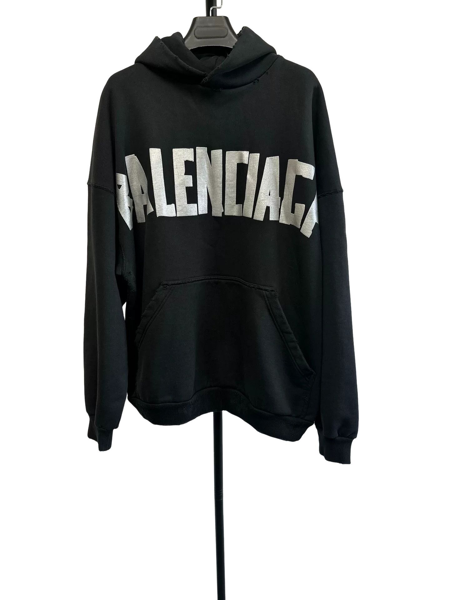 Balenciaga Balenciaga Tape Logo Distressed Hoodie Size 1 Size US S / EU 44-46 / 1 - 1 Thumbnail