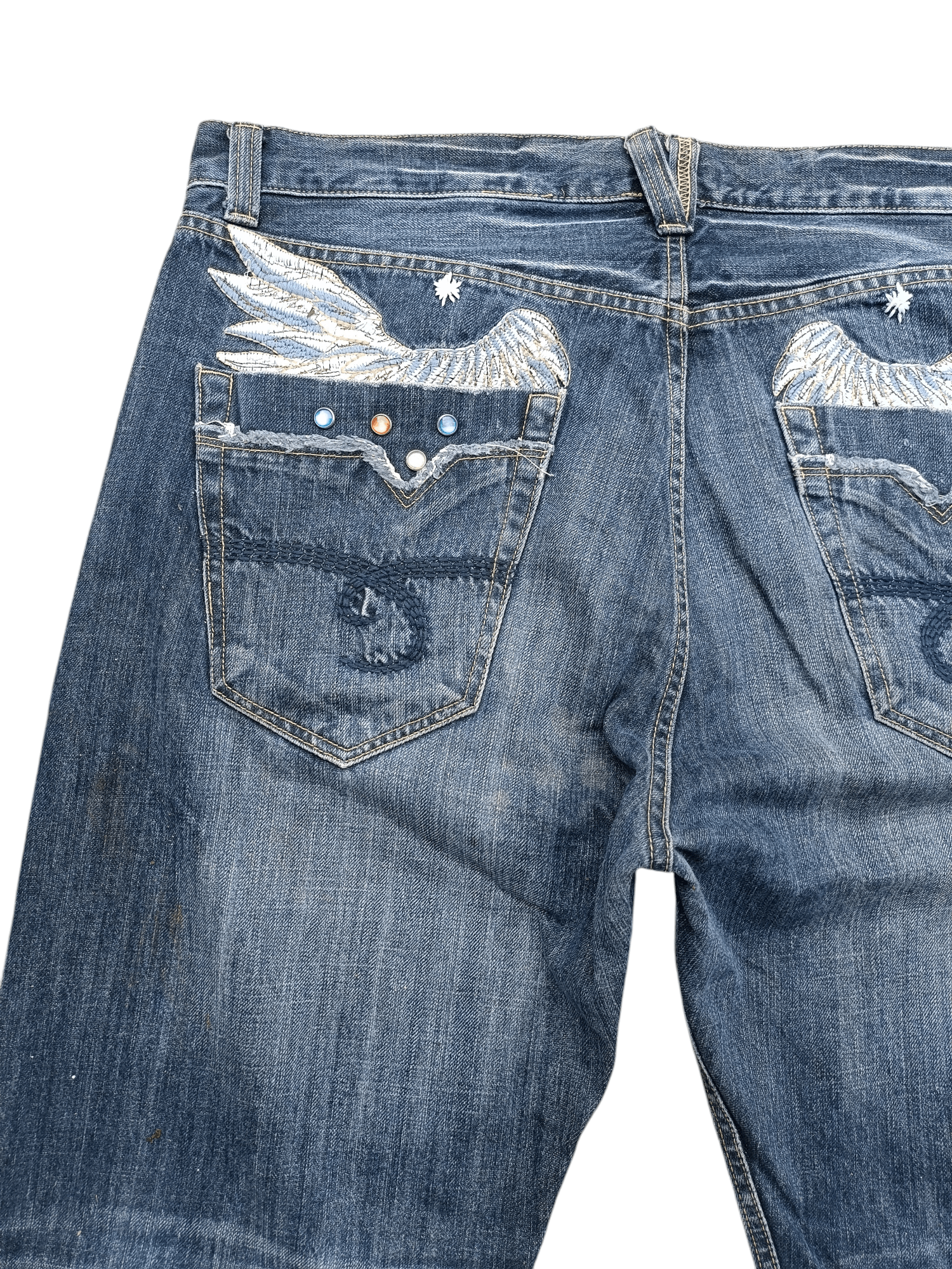 Japanese Brand × Le Grande Bleu (L.G.B.) × Tornado Mart RARE Flared Nylaus Whiskers Distressed Jeans Size US 36 / EU 52 - 8 Thumbnail