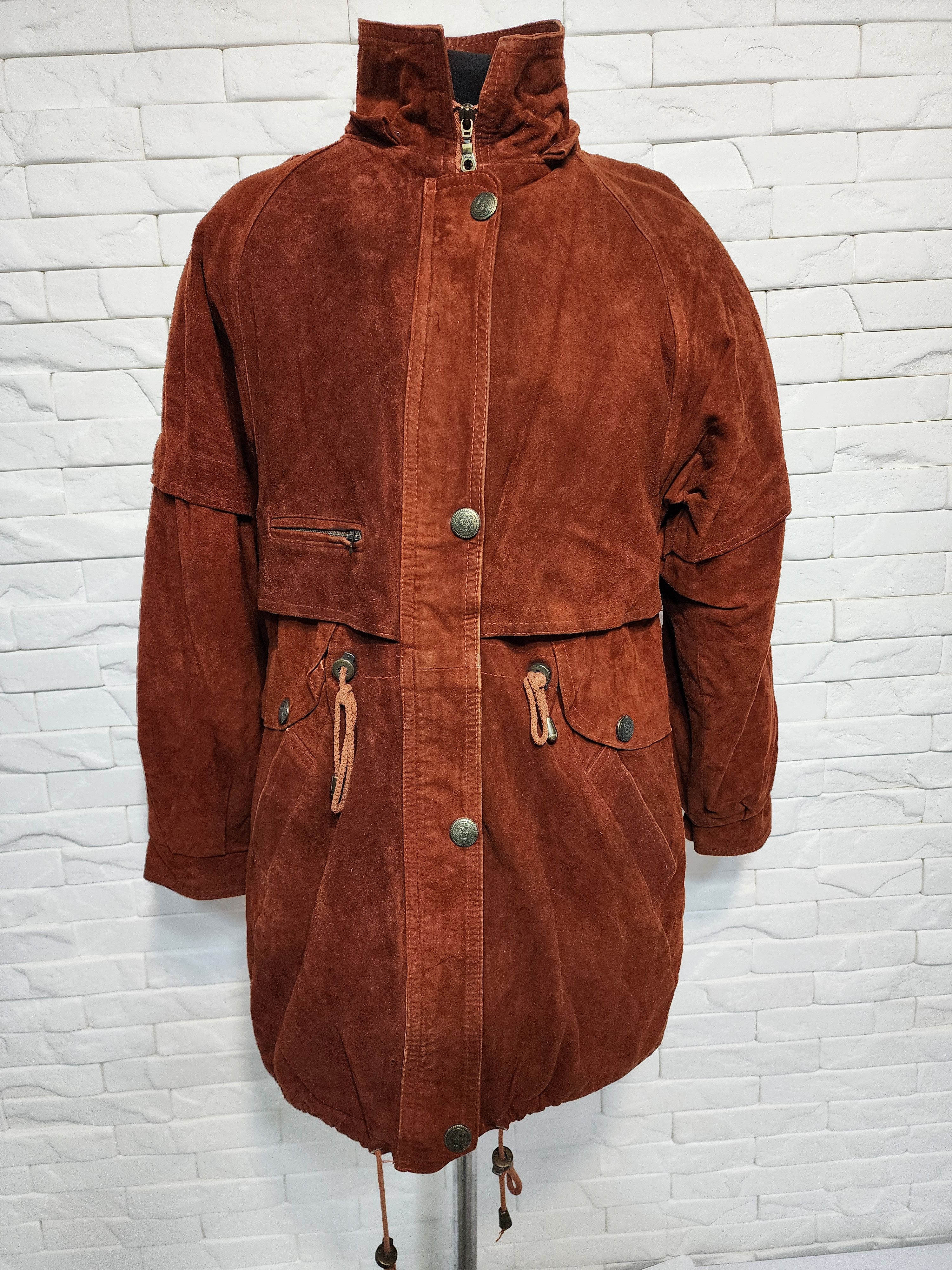 Genuine Leather Vintage Brown Suede Leather Jacket: Size L / US 10 / IT 46 - 1 Thumbnail