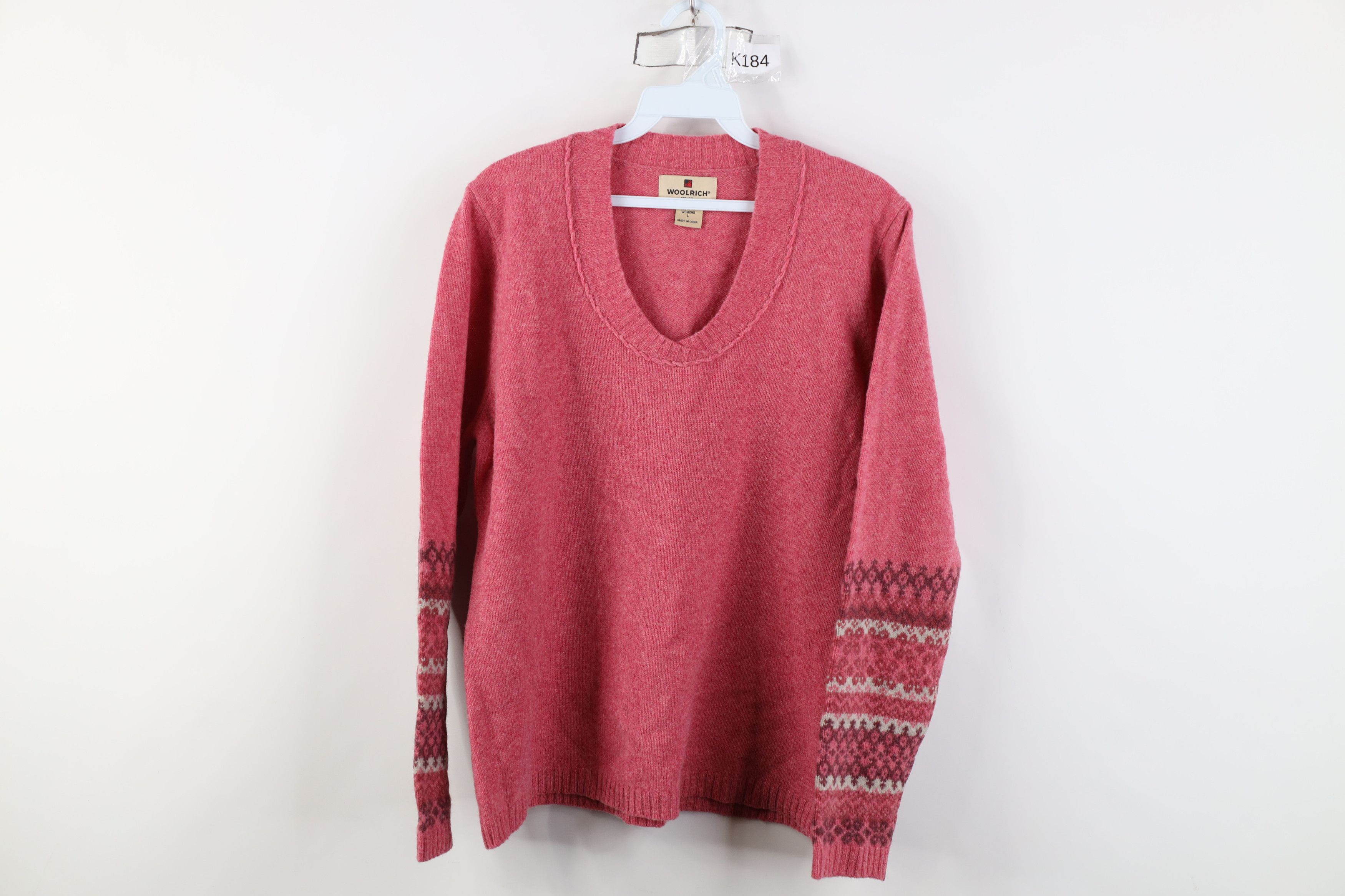 Woolrich Woolen Mills Vintage 90s Woolrich Lambswool Knit Fair Isle Sweater Pink Size L / US 10 / IT 46 - 1 Thumbnail
