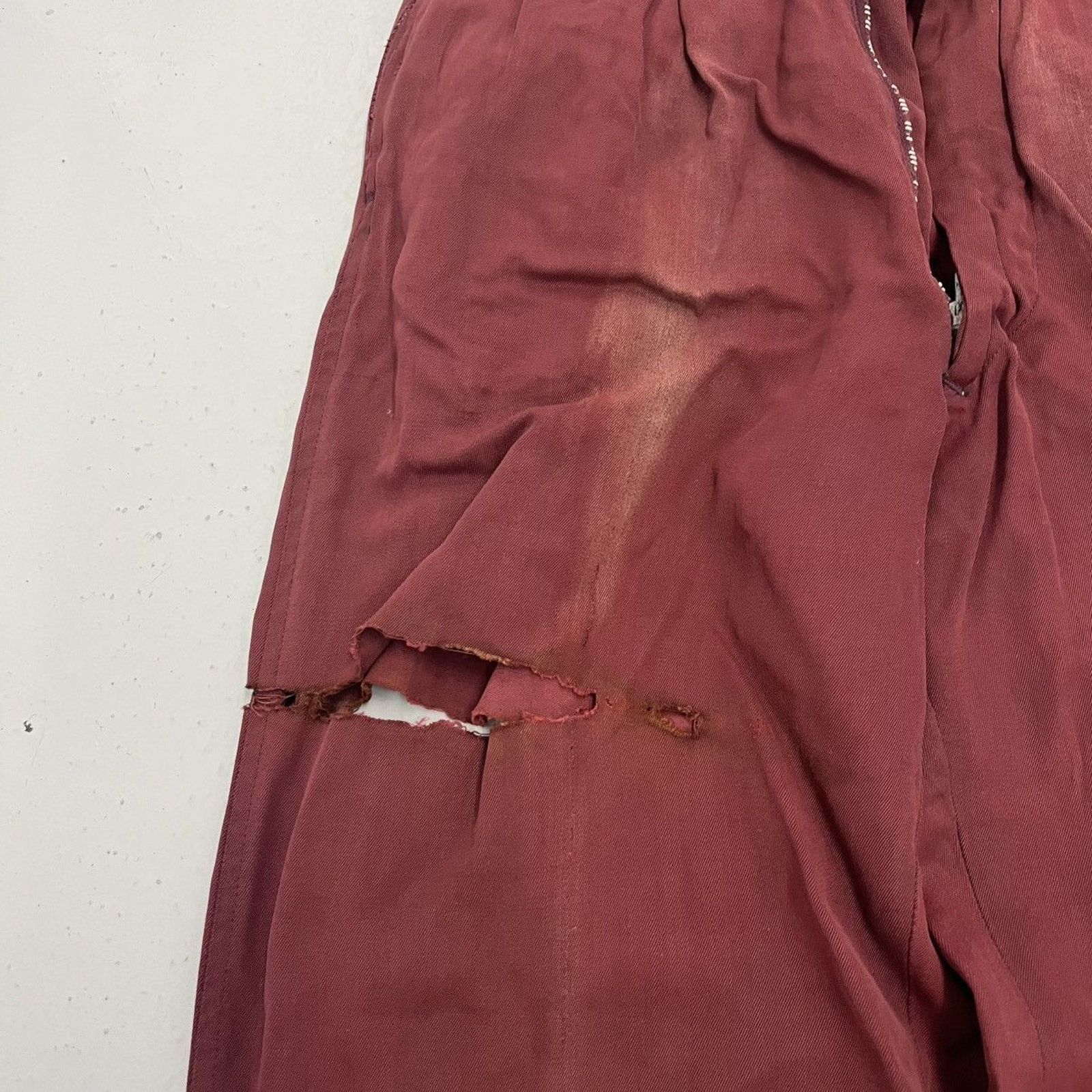 Other Vintage 50s Red Pleated Distressed Rayon Trousers 27x26 Size 27" / US 4 / IT 40 - 2 Thumbnail