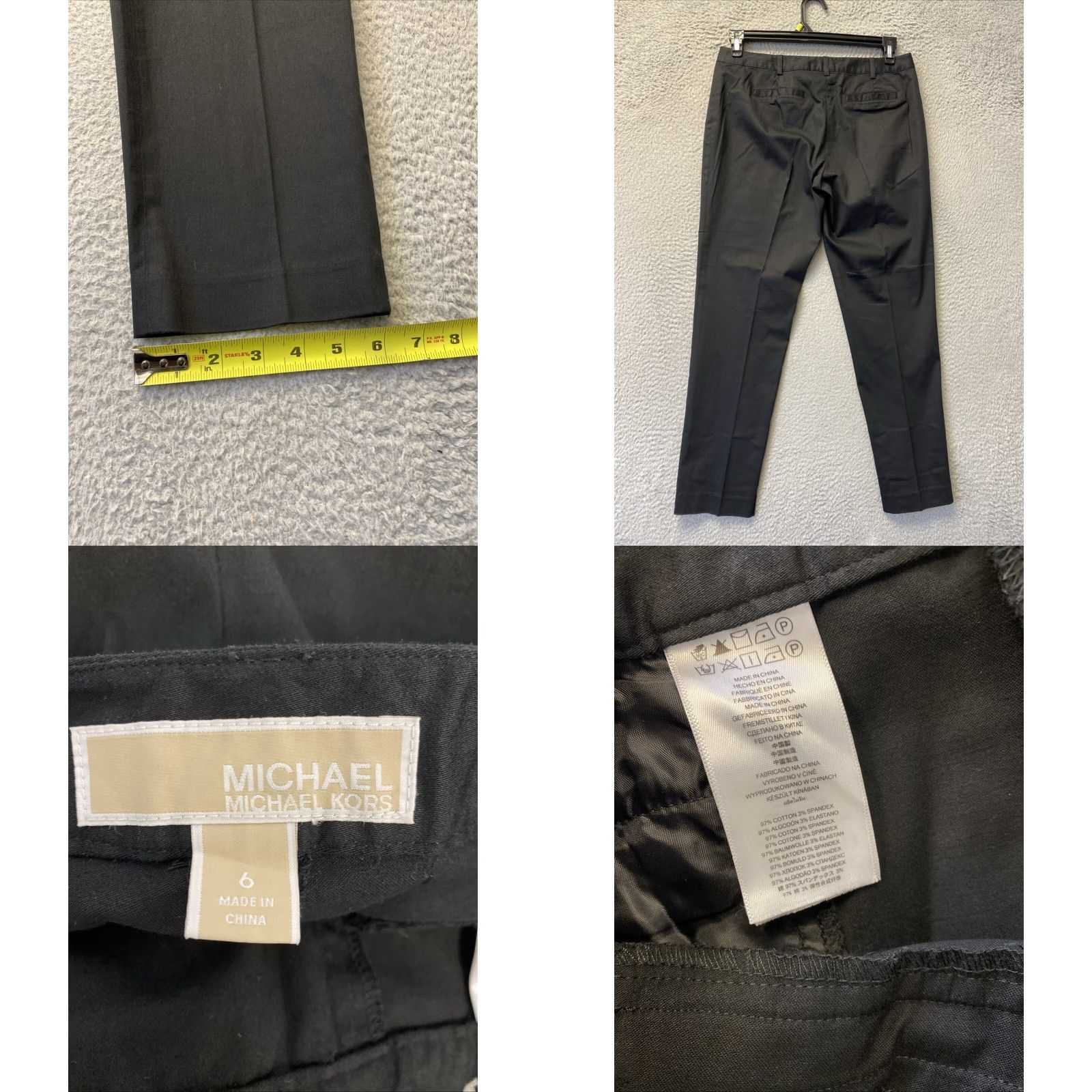 Michael Kors VINTAGE? No — Michael Kors Izzy Skinny Cropped Pants Black 6 Women Slim Low Rise 28 Inseam Zip Button Logo Pocket Slit 1233 Size 28" / US 6 / IT 42 - 8 Thumbnail