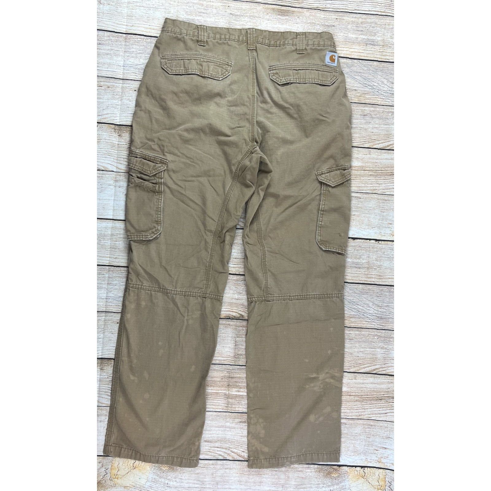 Carhartt VINTAGE Distressed Mens Carhartt Force Cargo Canvas Pants Khaki 36x32 Beige Workwear Pockets Mens Size US 36 / EU 52 - 2 Thumbnail