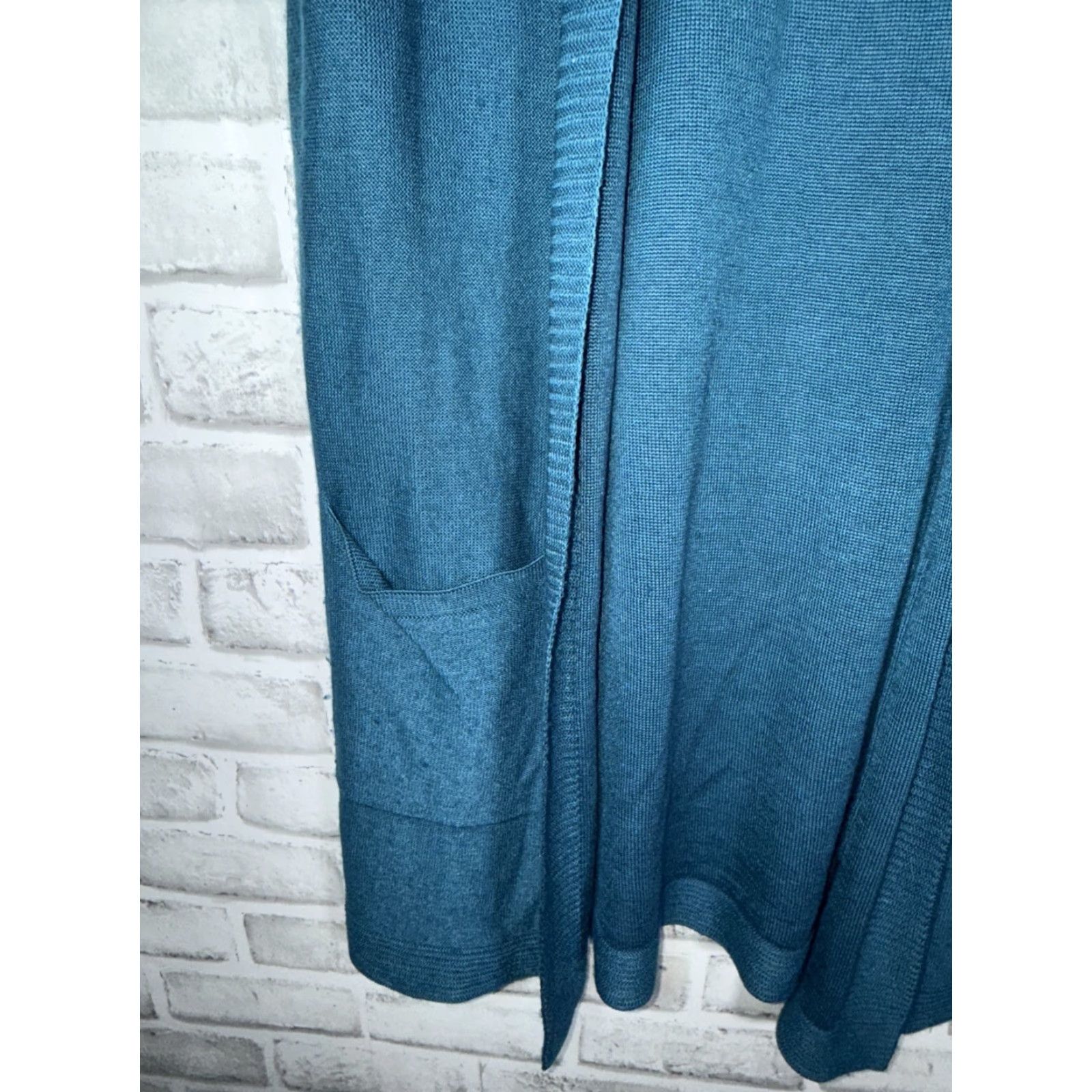 Eileen Fisher Eileen Fisher Teal Long Duster Open Front Cardigan TENCEL BLEND Womens XS Blue Cardigan Sweater Pockets Tencel Blend Size XS / US 0-2 / IT 36-38 - 6 Thumbnail