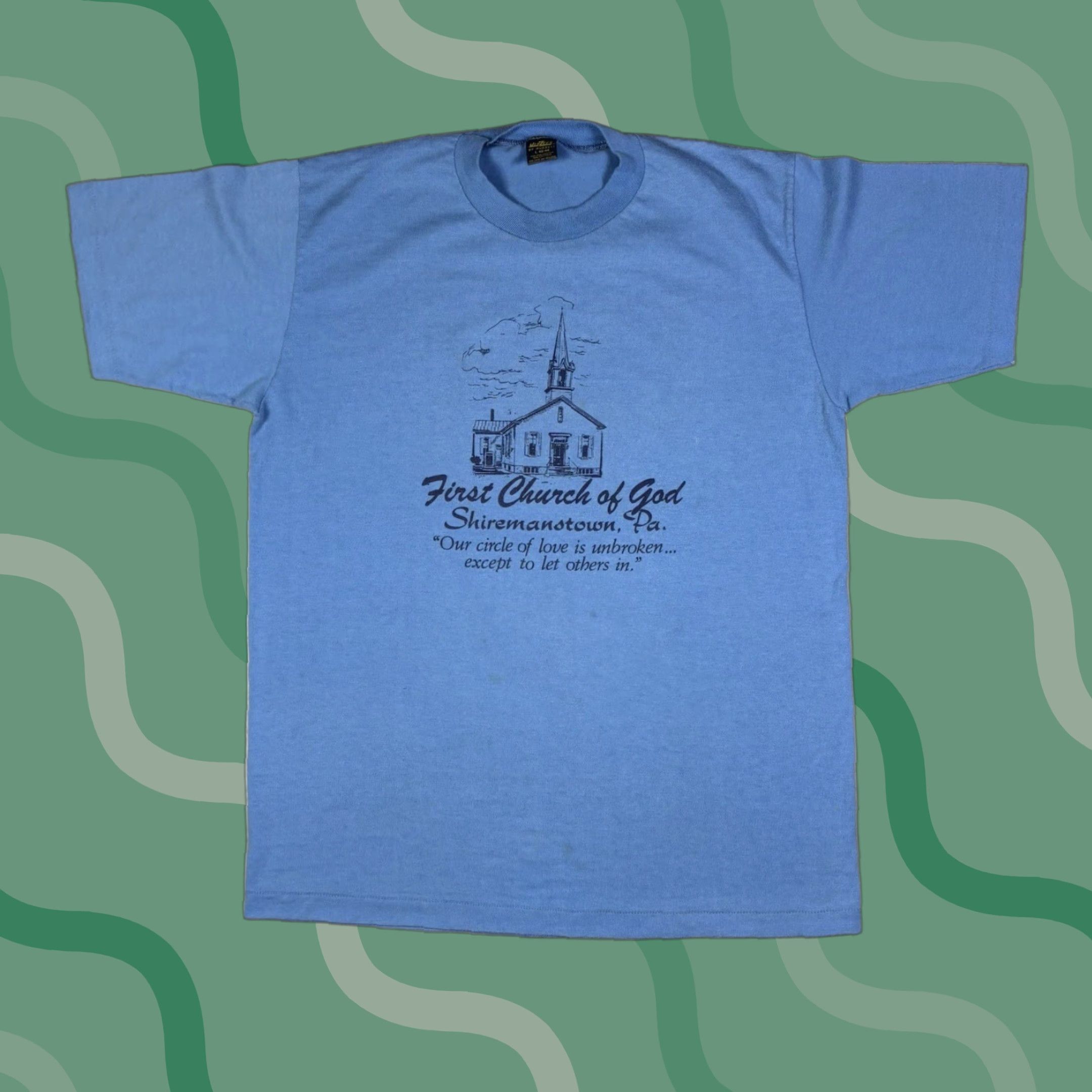 Jerzees VINTAGE First Church Of God Jesus T Shirt Mens Large Blue 70s 80s 90s Size US L / EU 52-54 / 3 - 1 Thumbnail