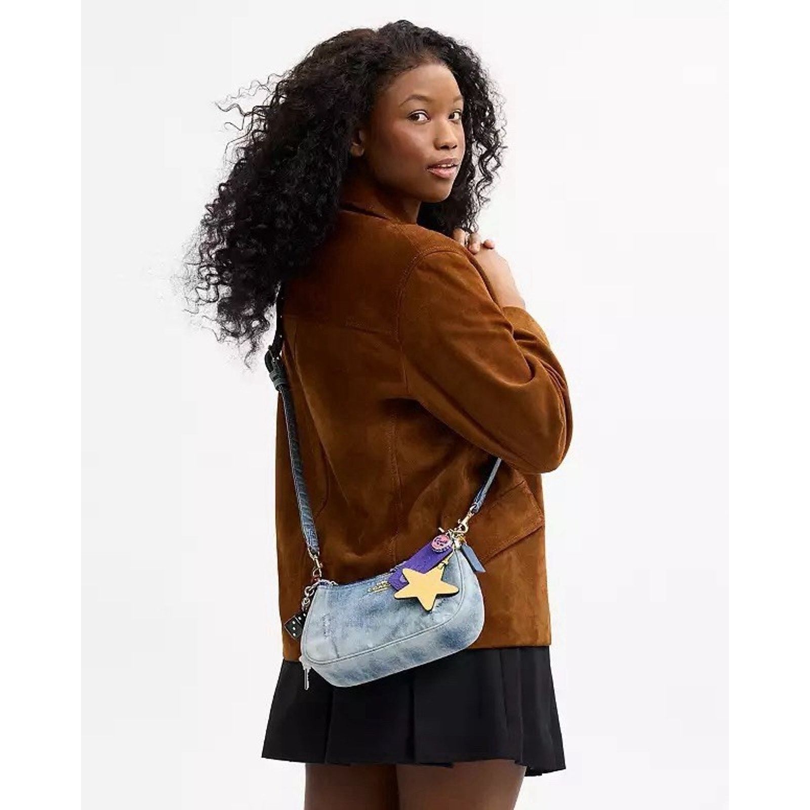 Coach NWT COACH CDY76 Teri Shoulder Bag Loved Denim Charms Size ONE SIZE - 17 Thumbnail