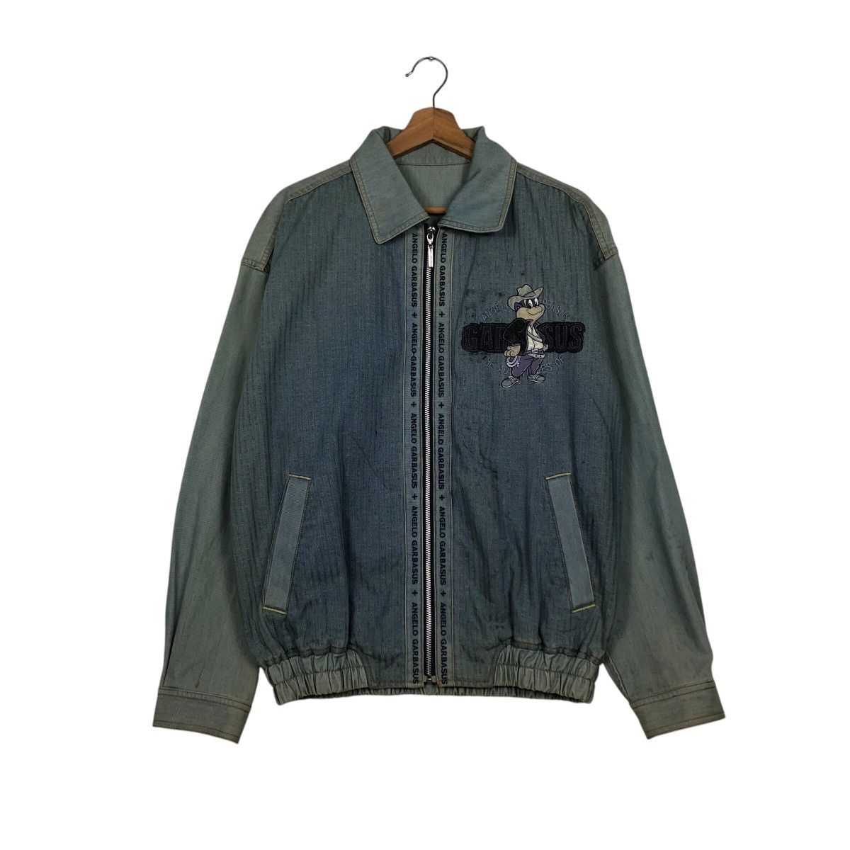 Japanese Brand 📌Vintage Denim Jacket Cartoon Big Logo Angelo Garbasus Size US M / EU 48-50 / 2 - 2 Thumbnail