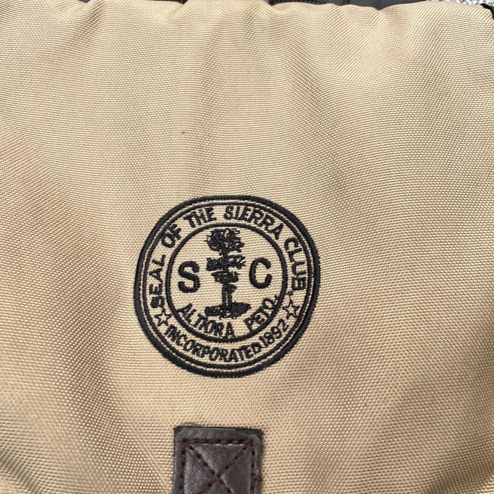 Vintage Sierra Club Backpack Large Canvas Faux Leather Hiking Outdoor Travel Bag Camping Mens Beige 16x15x5 Adjustable Padded Outer Pockets Size ONE SIZE - 3 Thumbnail