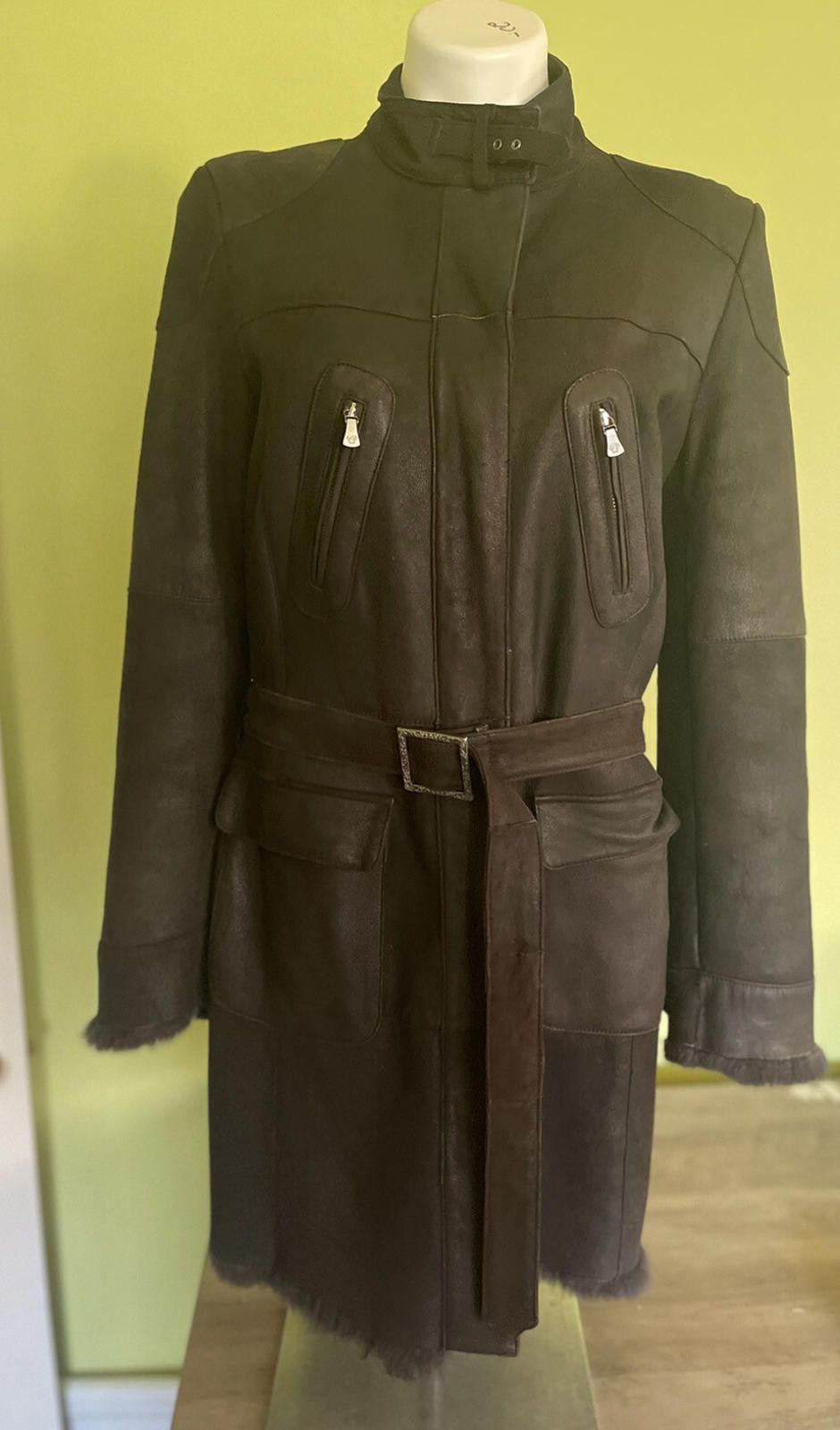 Versace Jeans Couture Versace Genuine Suede Goat Fur Black Shearling Coat Sz S Size S / US 4 / IT 40 - 1 Thumbnail