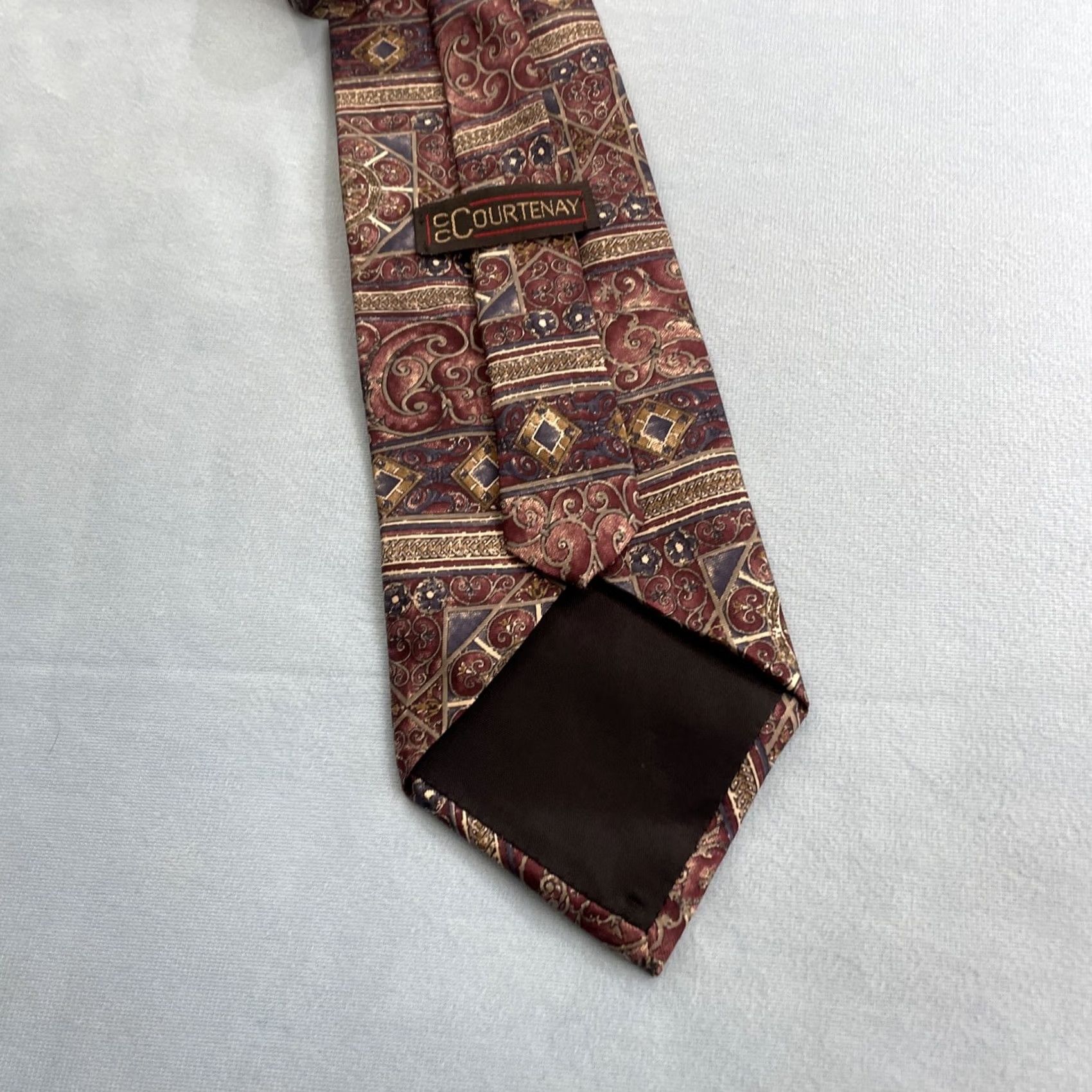 Vintage VINTAGE Courtney All Silk Tie vtg 90s Optical ArtDeco Spoke Burst Geometry Red Gray 4x56 Capsule Wide Necktie Mens Silk Tie Size ONE SIZE - 7 Thumbnail